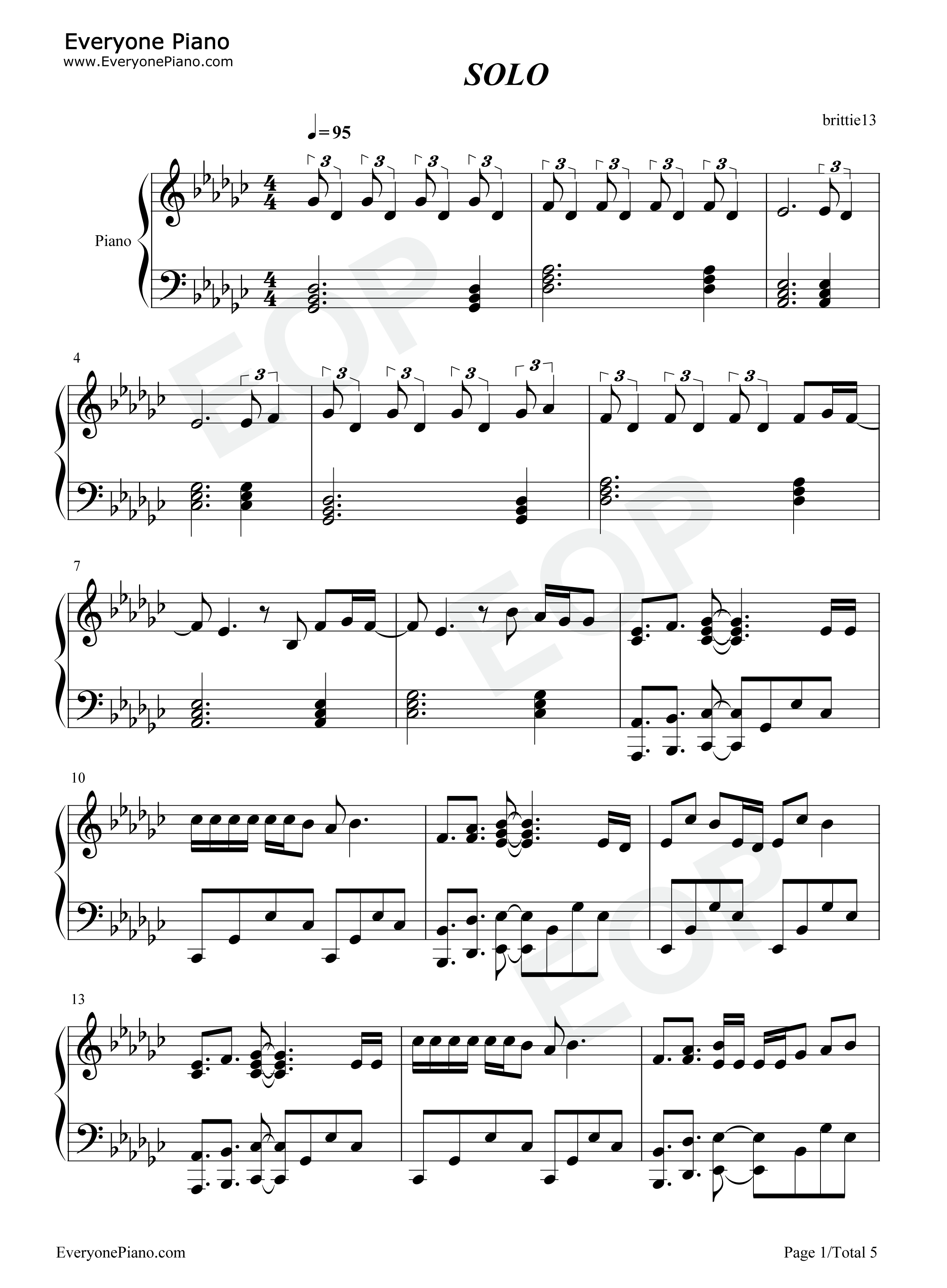 Solo钢琴谱_Jennie