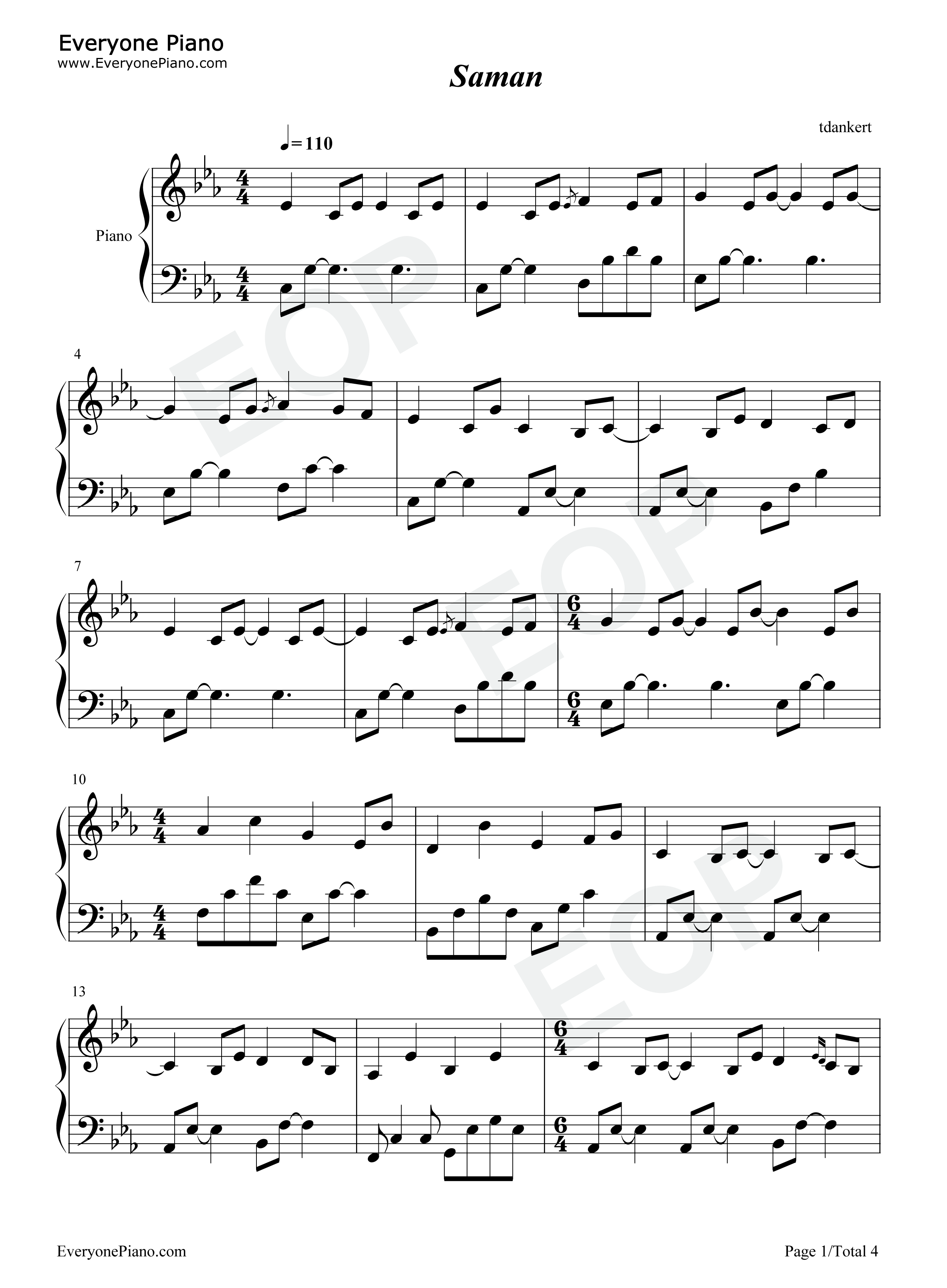 Saman钢琴谱_Ólafur_Arnalds