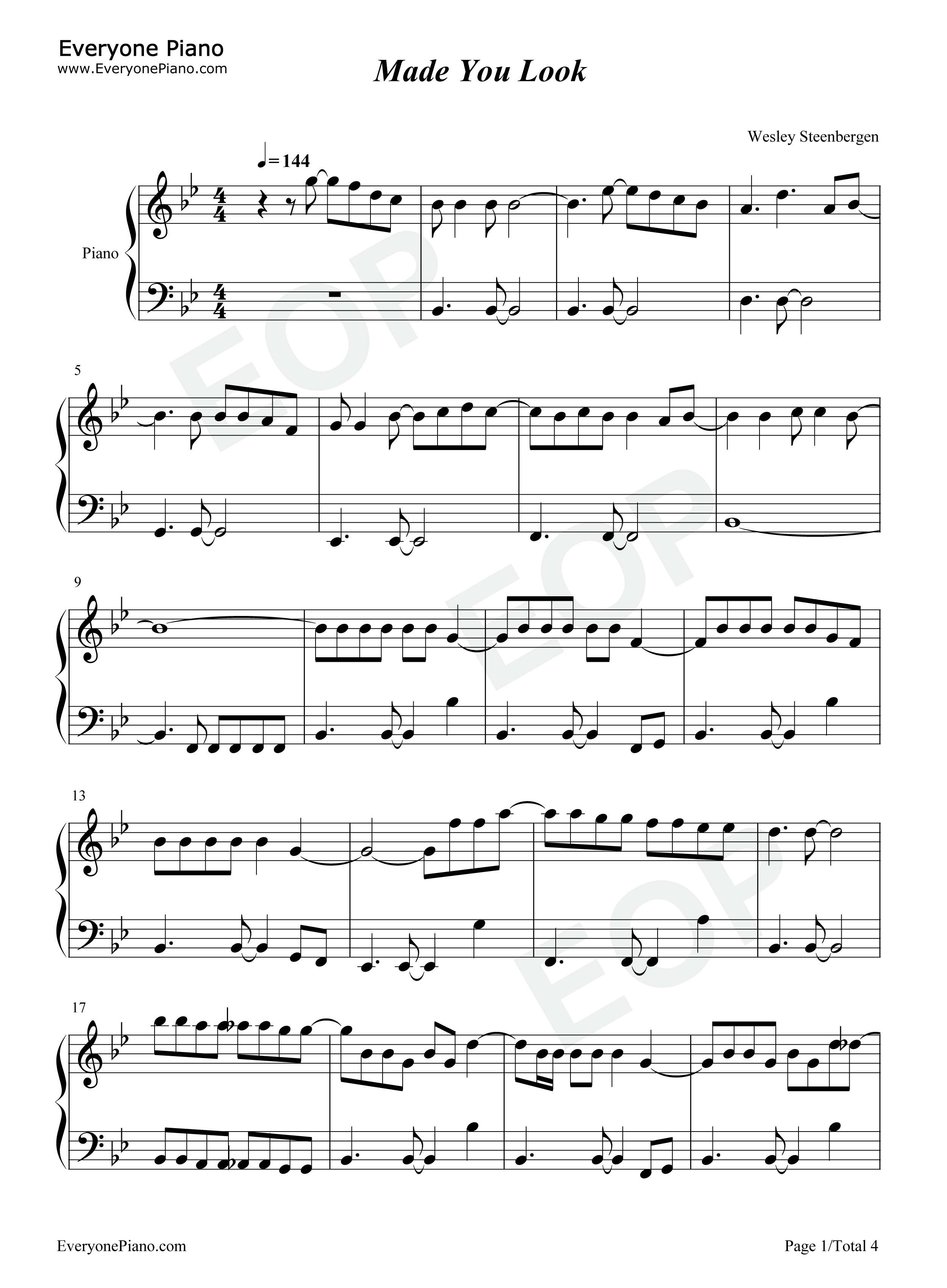 Made_You_Look钢琴谱_Meghan_Trainor