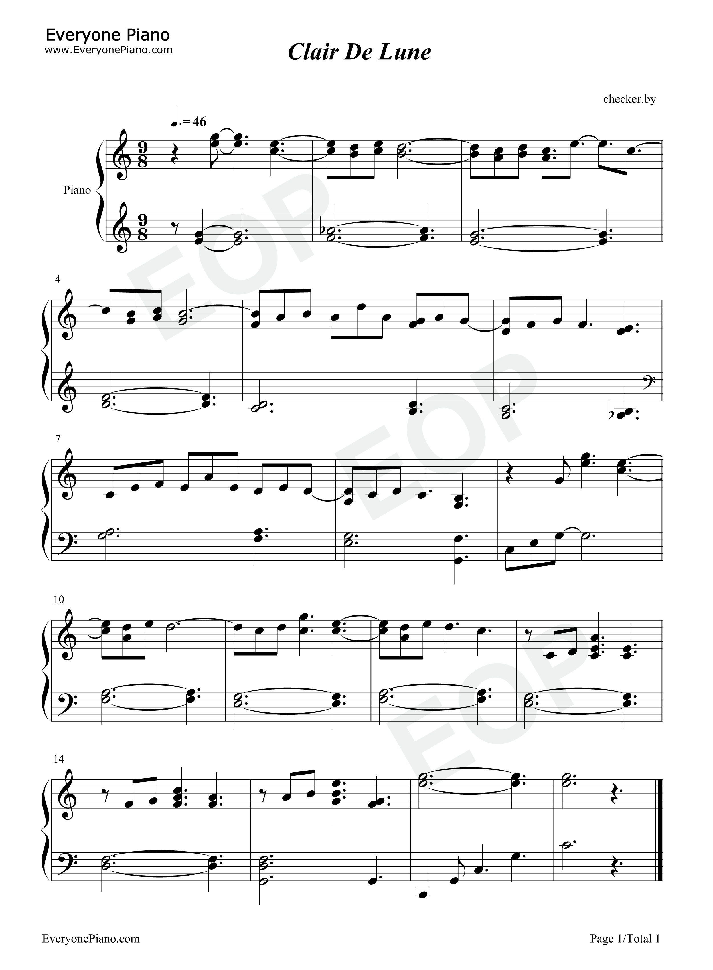 月光钢琴谱_德彪西_Claude_Debussy
