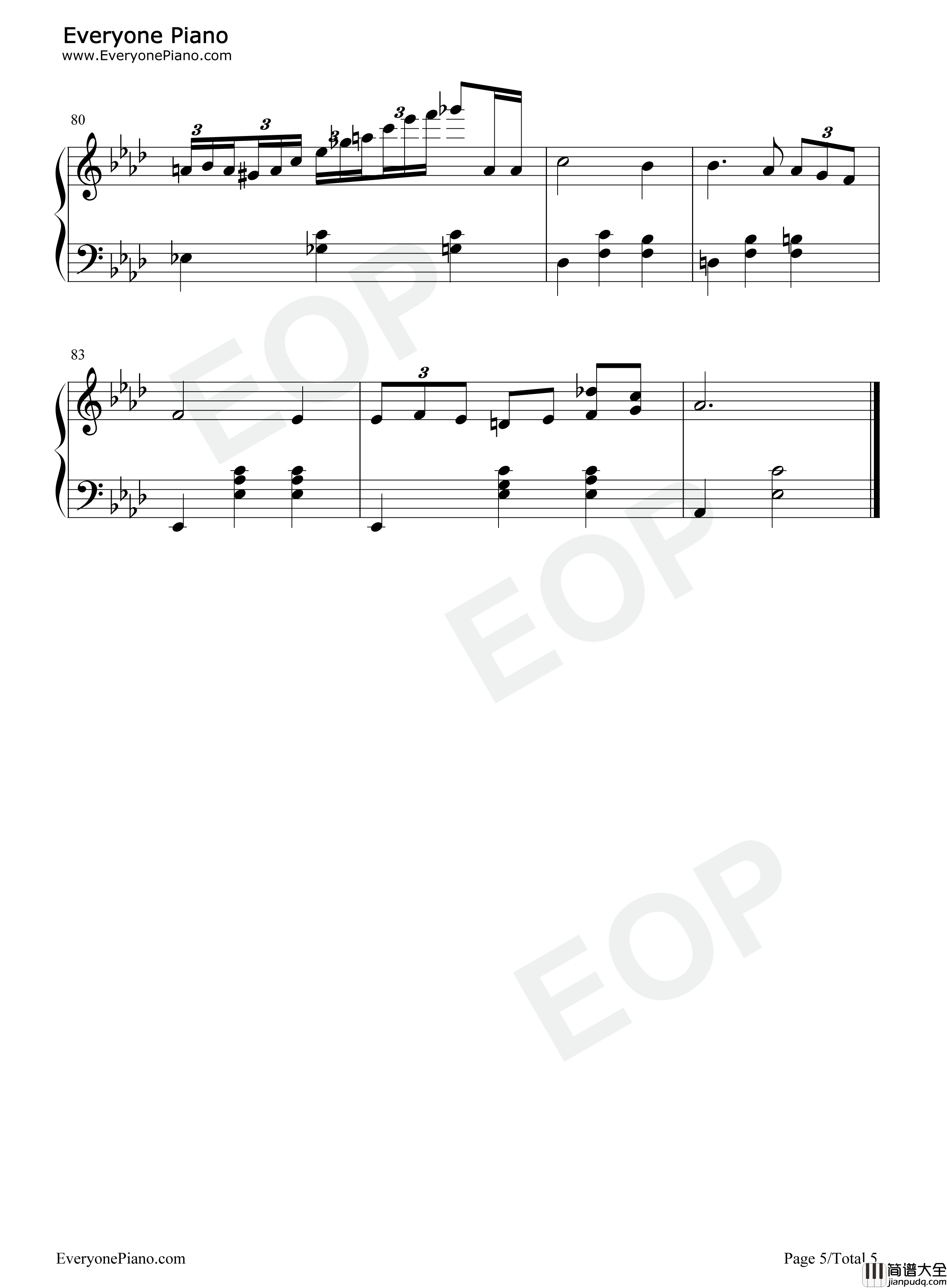 离别曲钢琴谱_理查德·克莱德曼