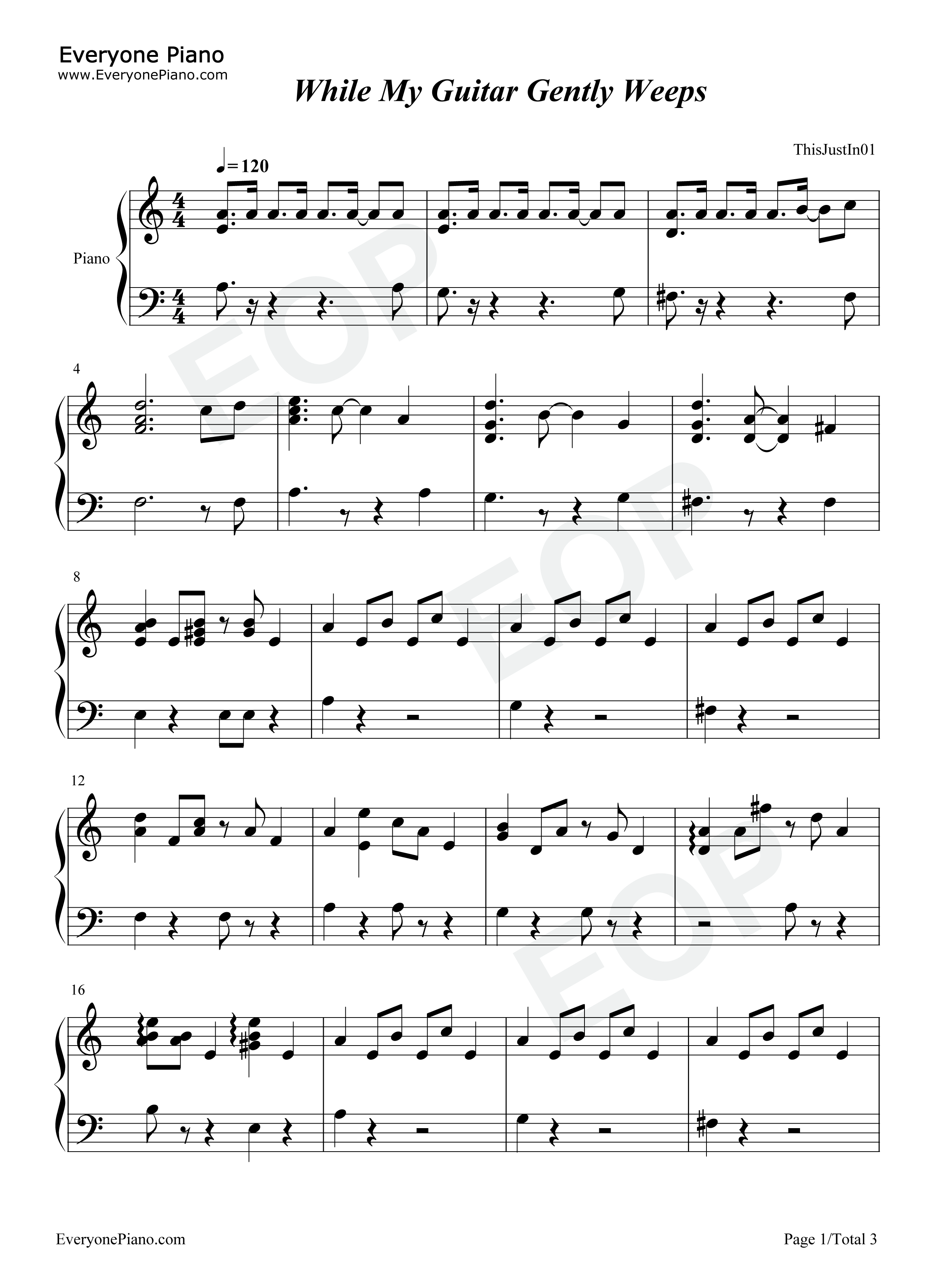 While_My_Guitar_Gently_Weeps钢琴谱_The_Beatles