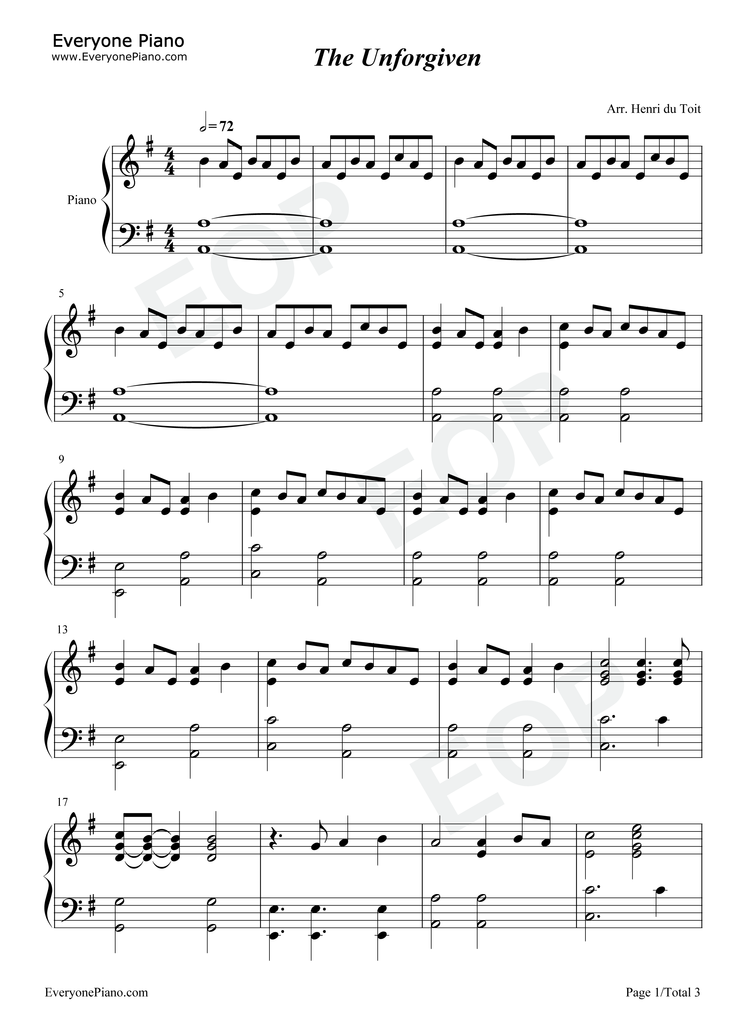 The_Unforgiven钢琴谱_Metallica