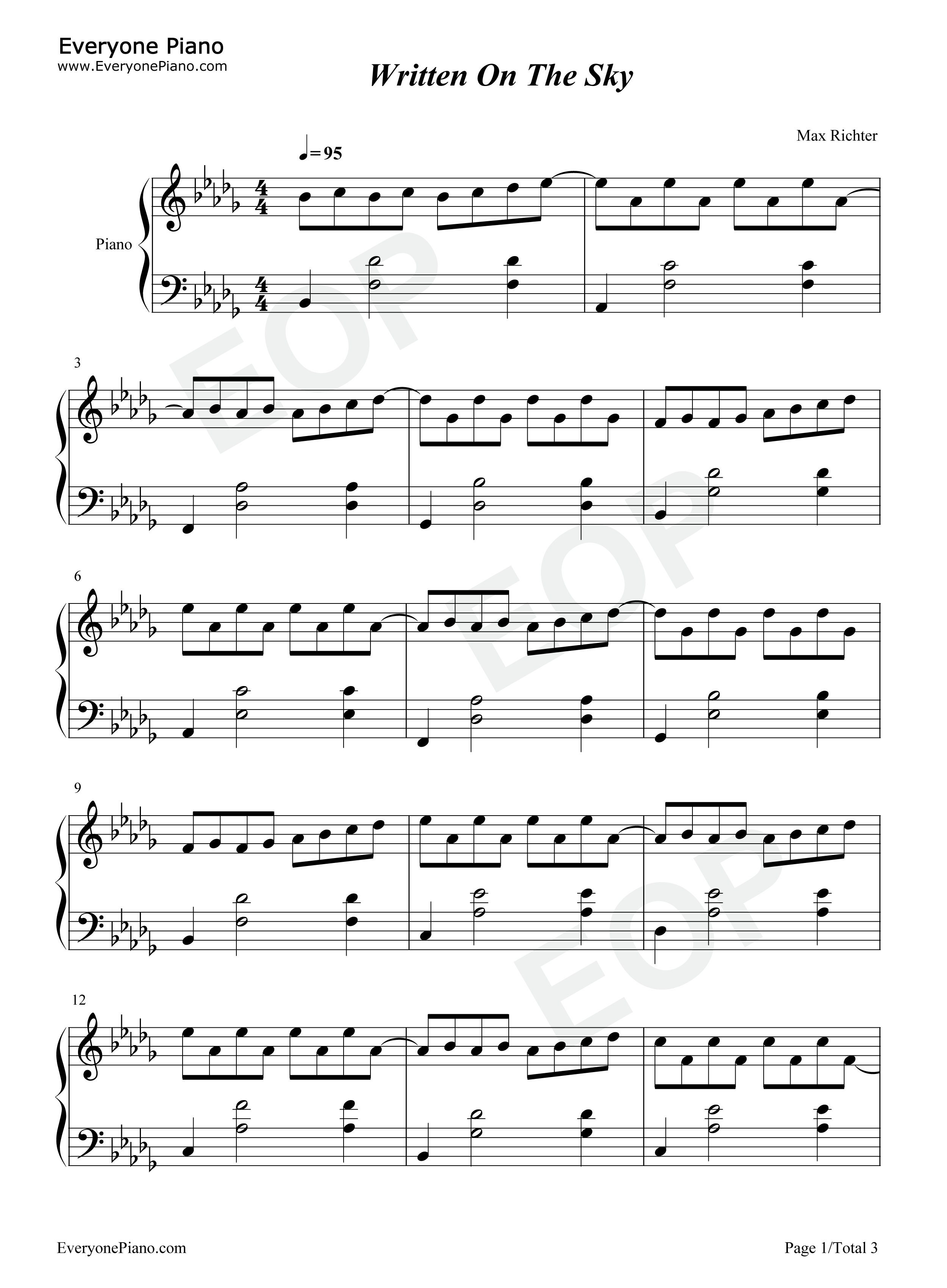 Written_On_The_Sky钢琴谱_Max_Richter