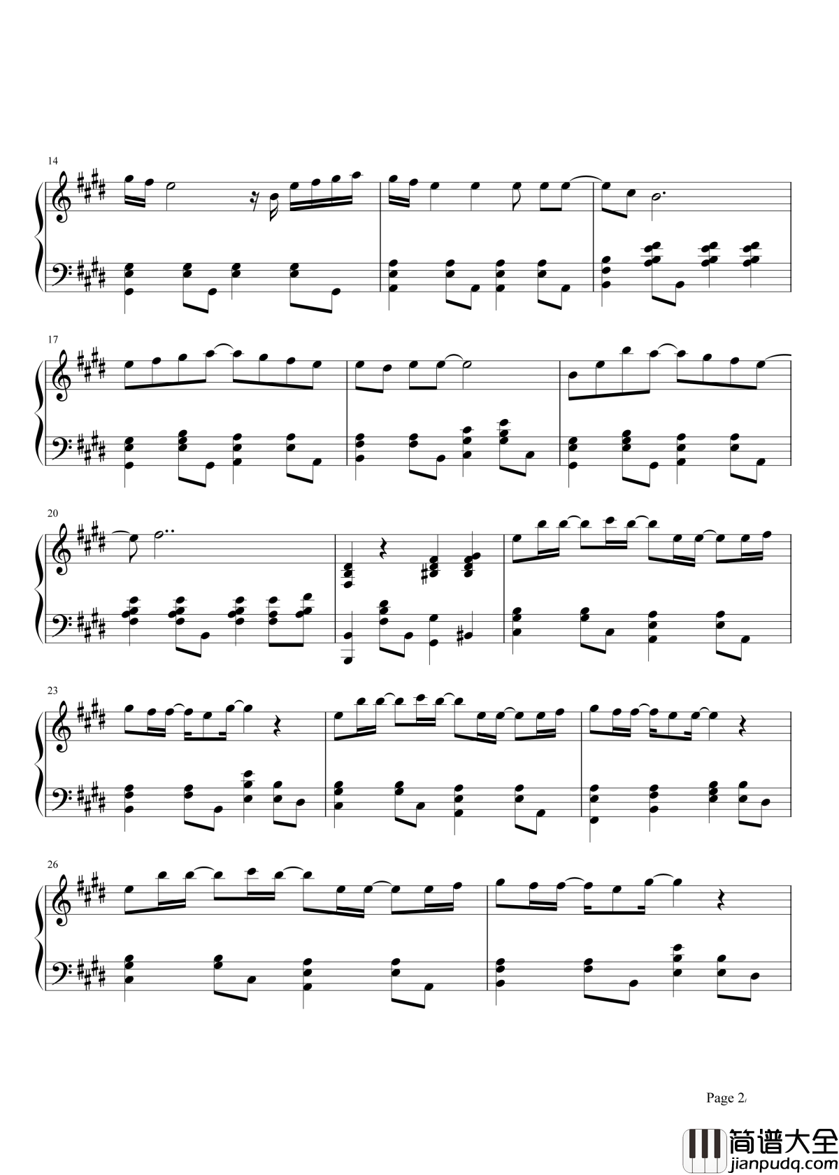 不变的永远钢琴谱_奥华子_动漫穿越时空的少女插曲