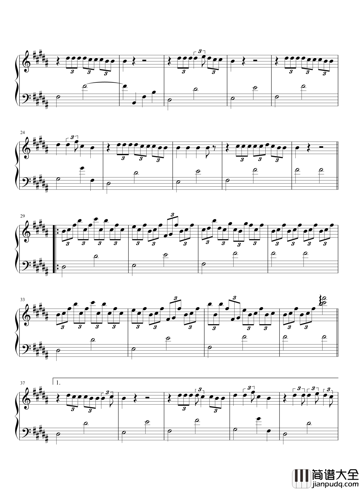 火花钢琴谱_RADWIMPS_世间所有的相遇大概都是久别重逢吧