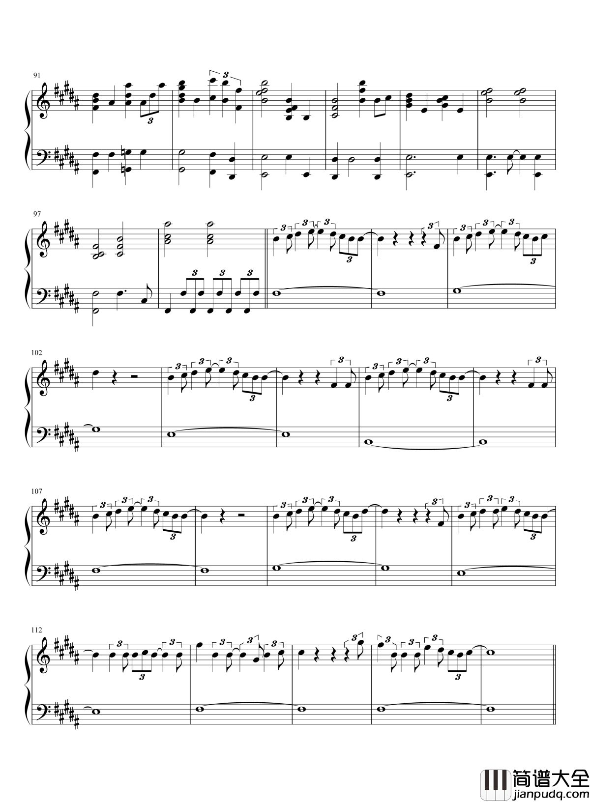 火花钢琴谱_RADWIMPS_世间所有的相遇大概都是久别重逢吧