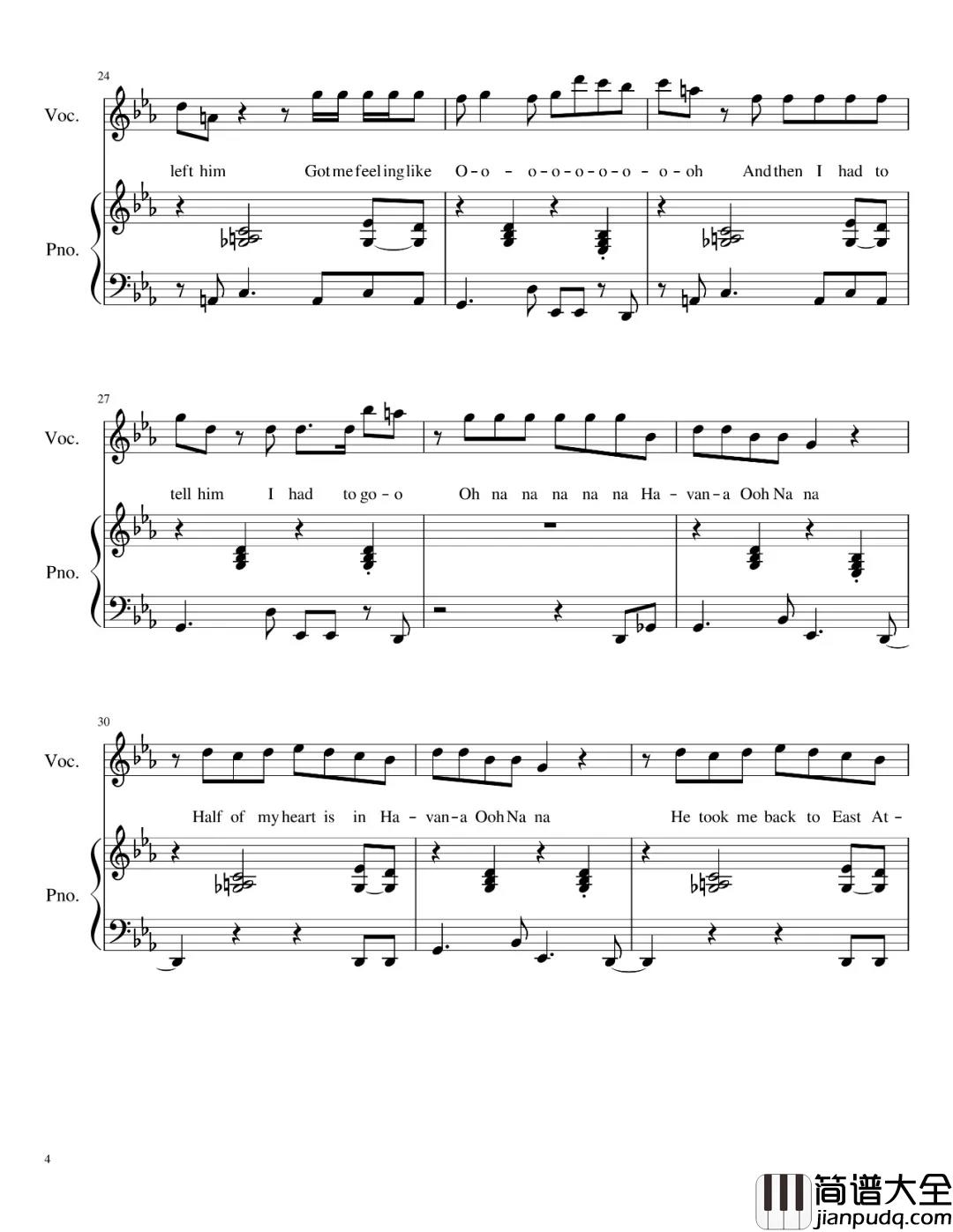 Havana钢琴谱_贾斯丁比伯推荐歌曲，卡妹感动到哭差点崩溃