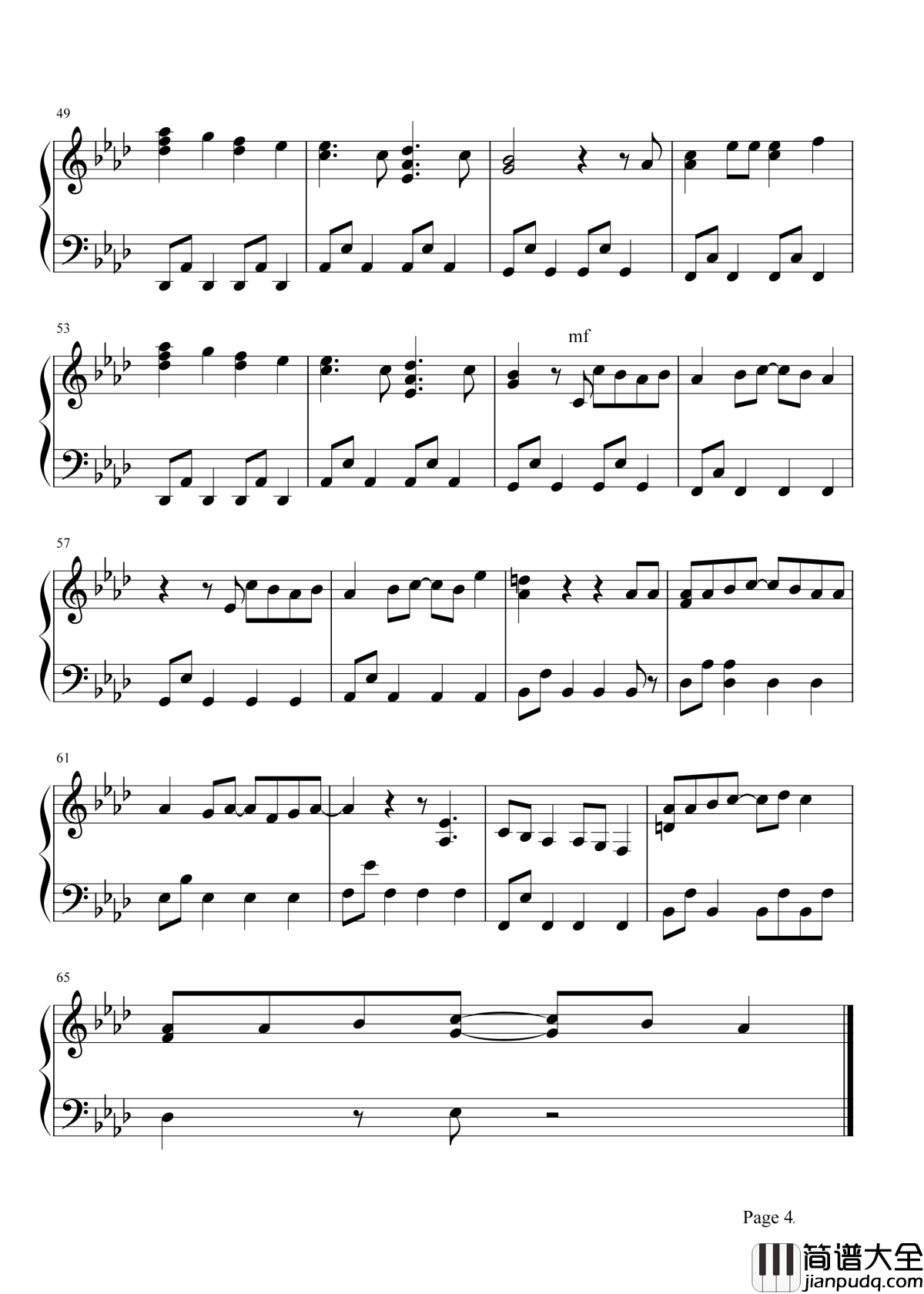 梦灯笼钢琴谱_RADWIMPS_几回魂梦与君同泪眼笑问君之名
