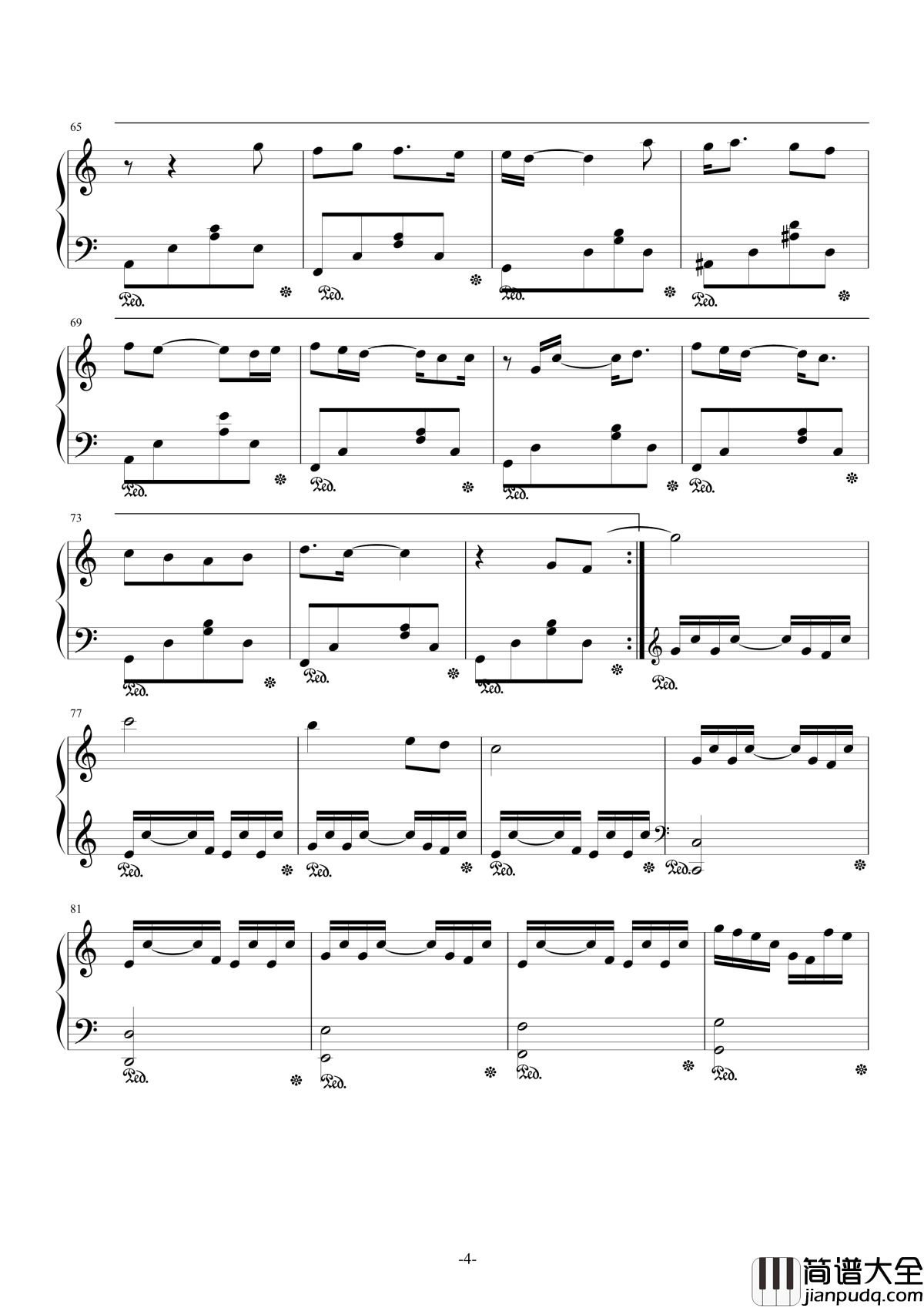 beautiful_love钢琴谱_蔡健雅_电视剧白袍之恋片头曲