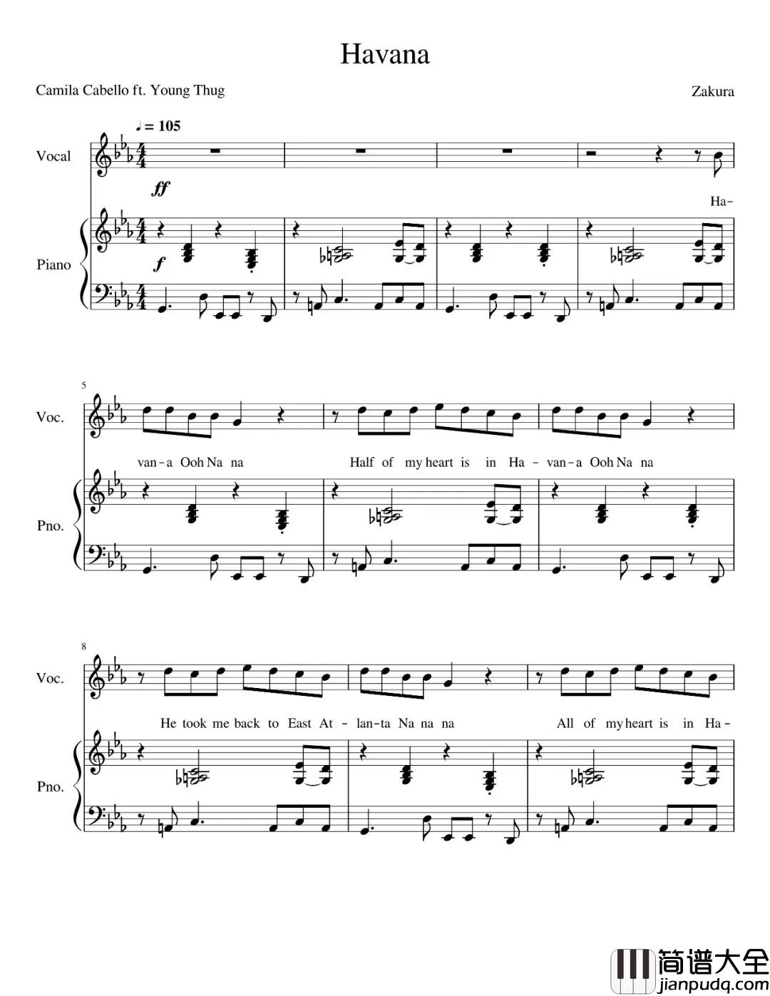 Havana钢琴谱_贾斯丁比伯推荐歌曲，卡妹感动到哭差点崩溃