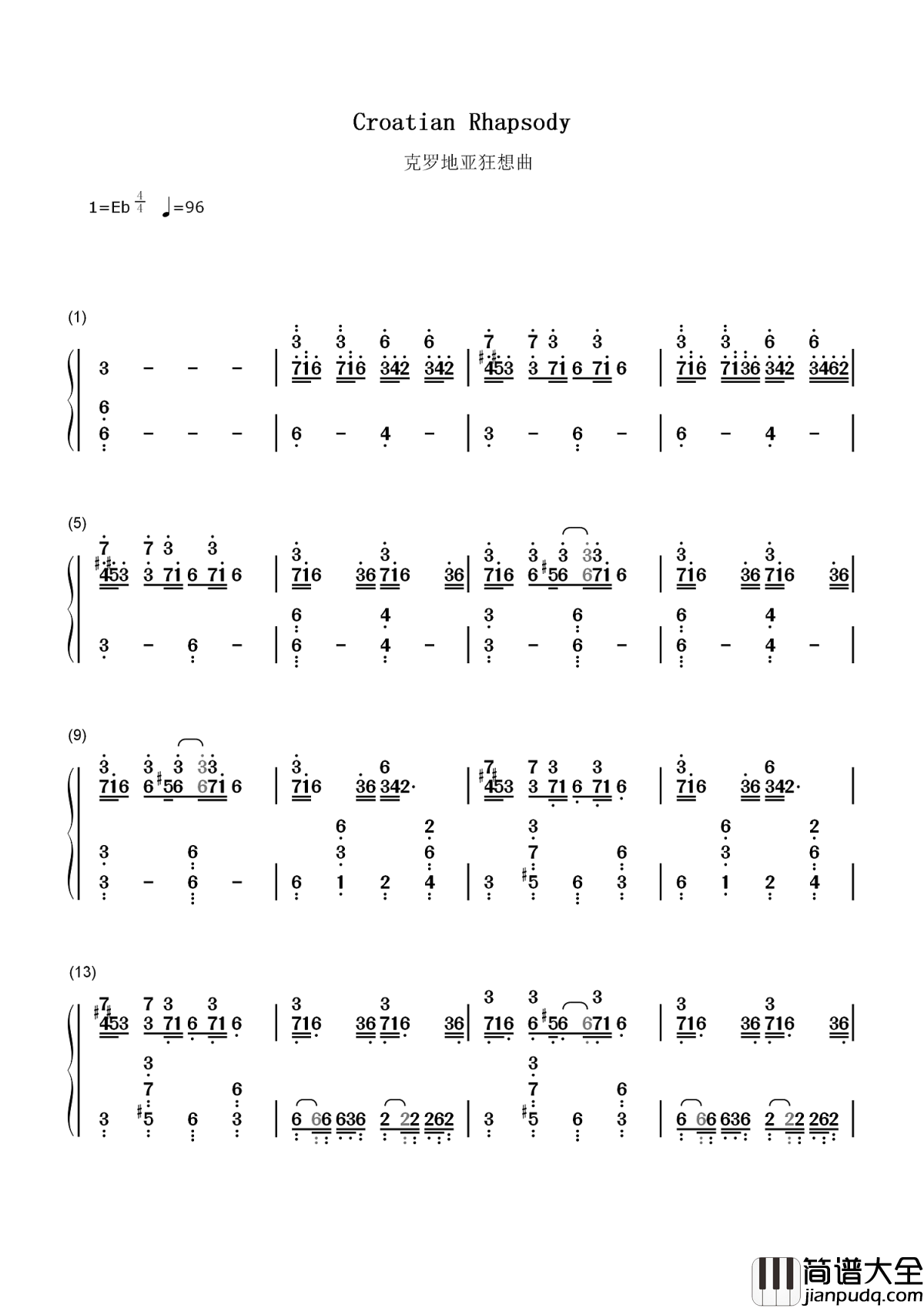 克罗地亚狂想曲简谱_马克西姆_用音乐讲述战争