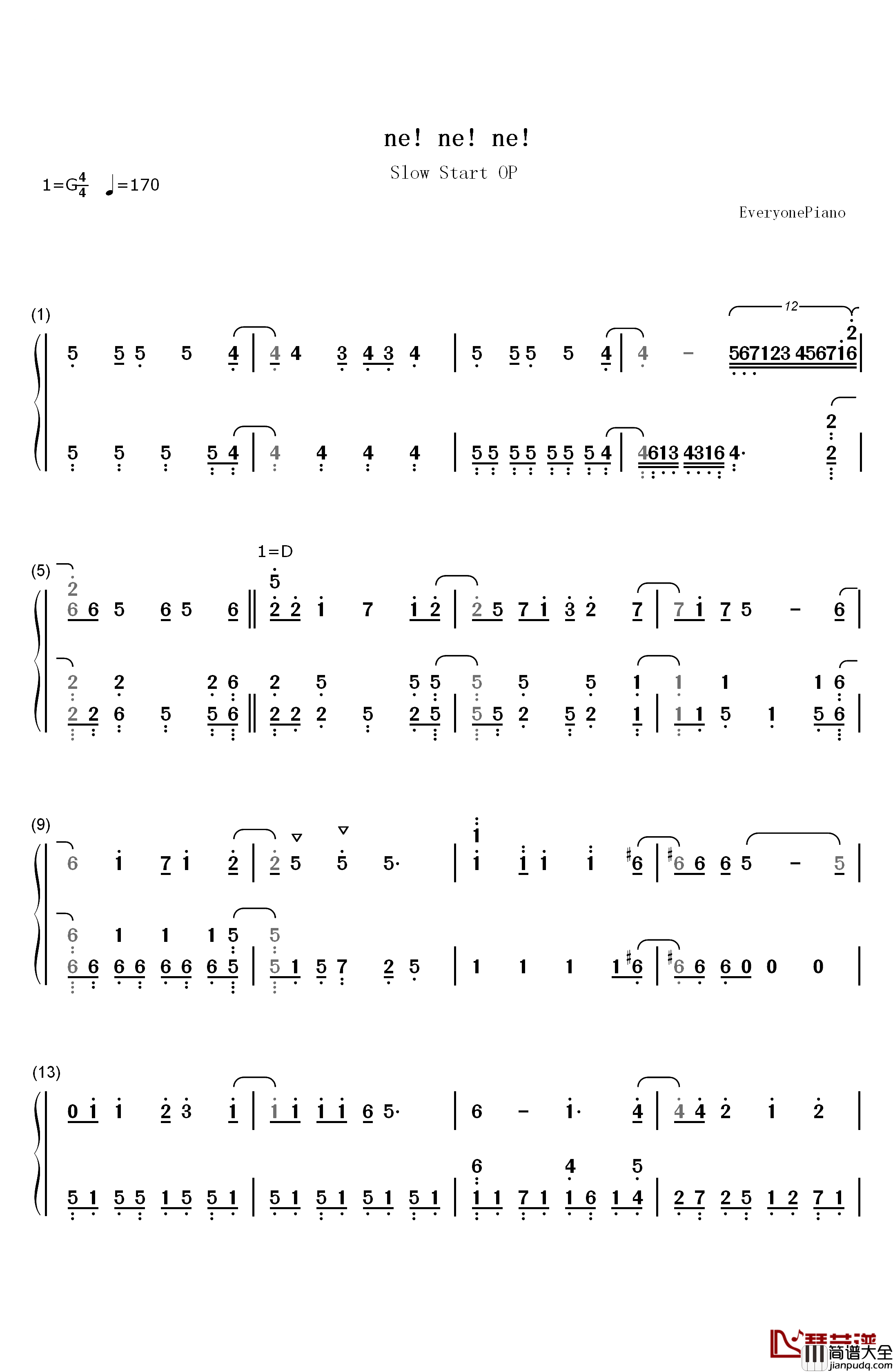 Ne_ne_ne钢琴简谱_数字双手_STARTails
