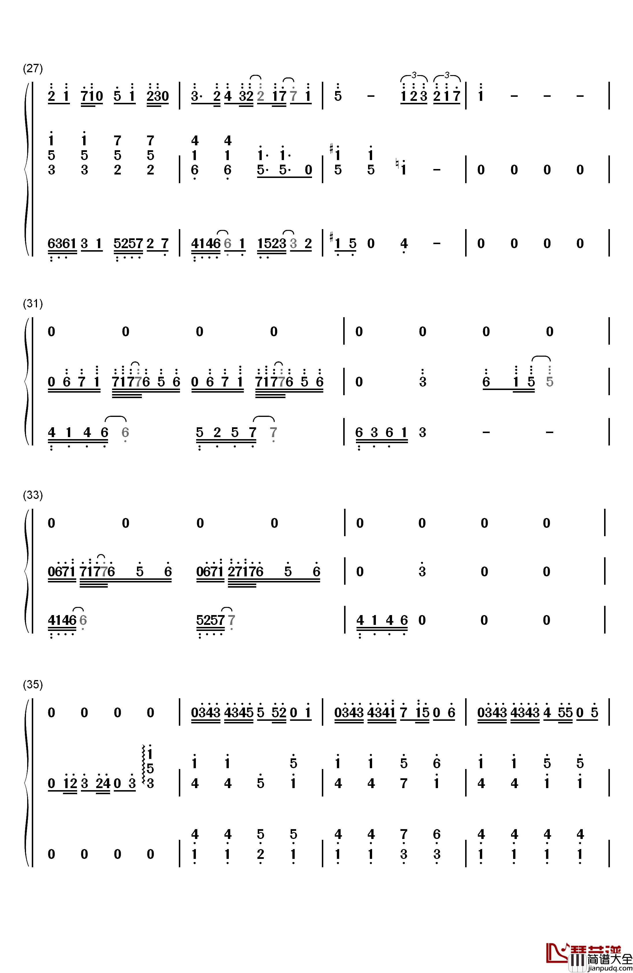 只对你说钢琴简谱_数字双手_林俊杰