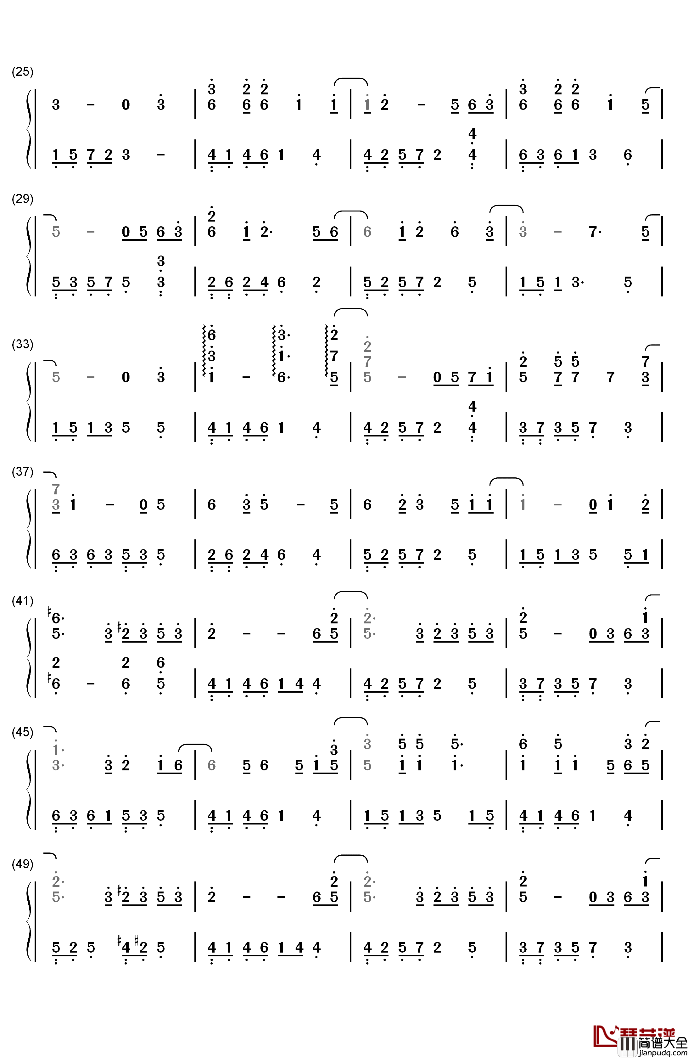 复刻回忆钢琴简谱_数字双手_薛凯琪