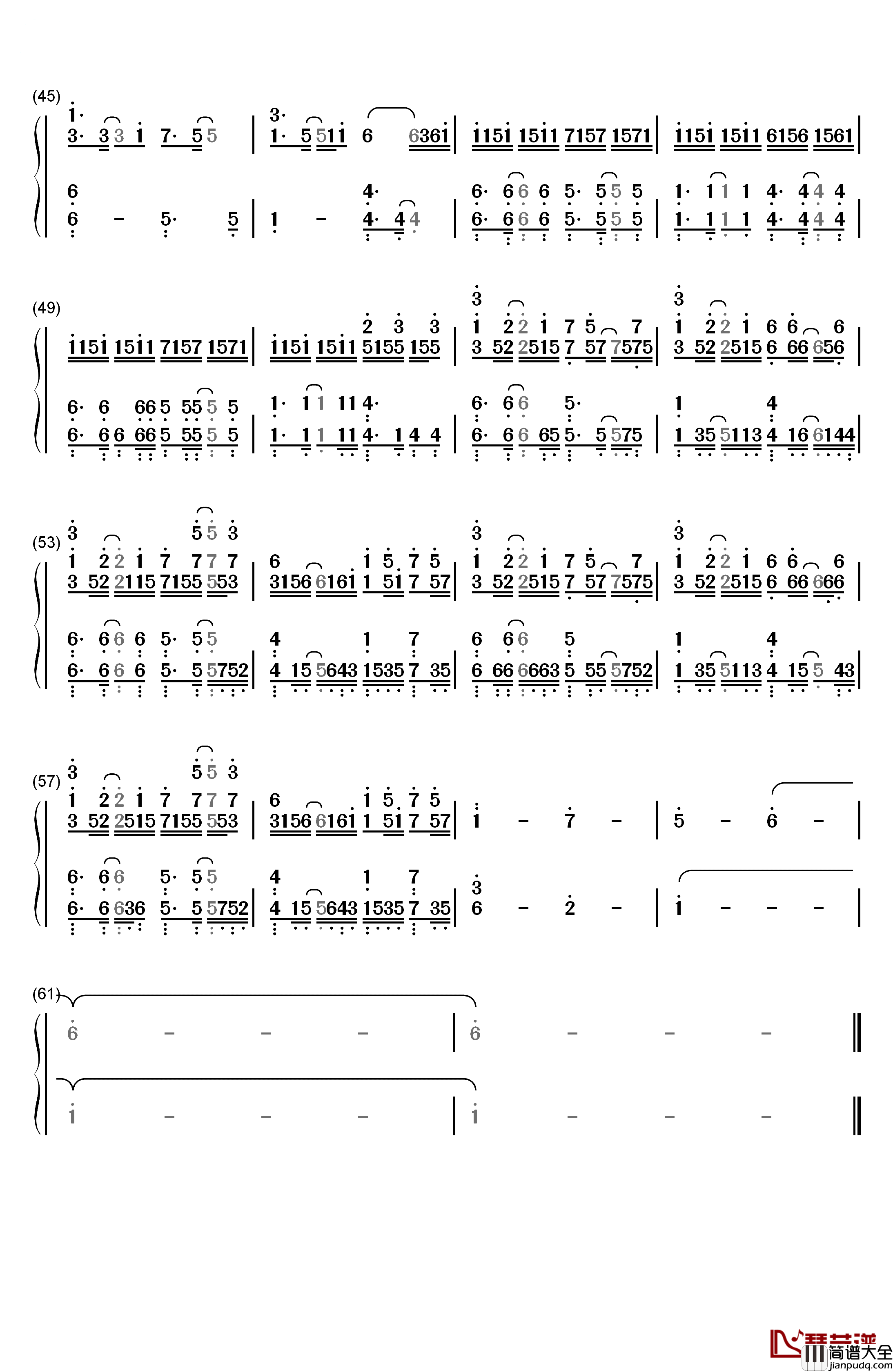Stitches钢琴简谱_数字双手_Sam_Tsui