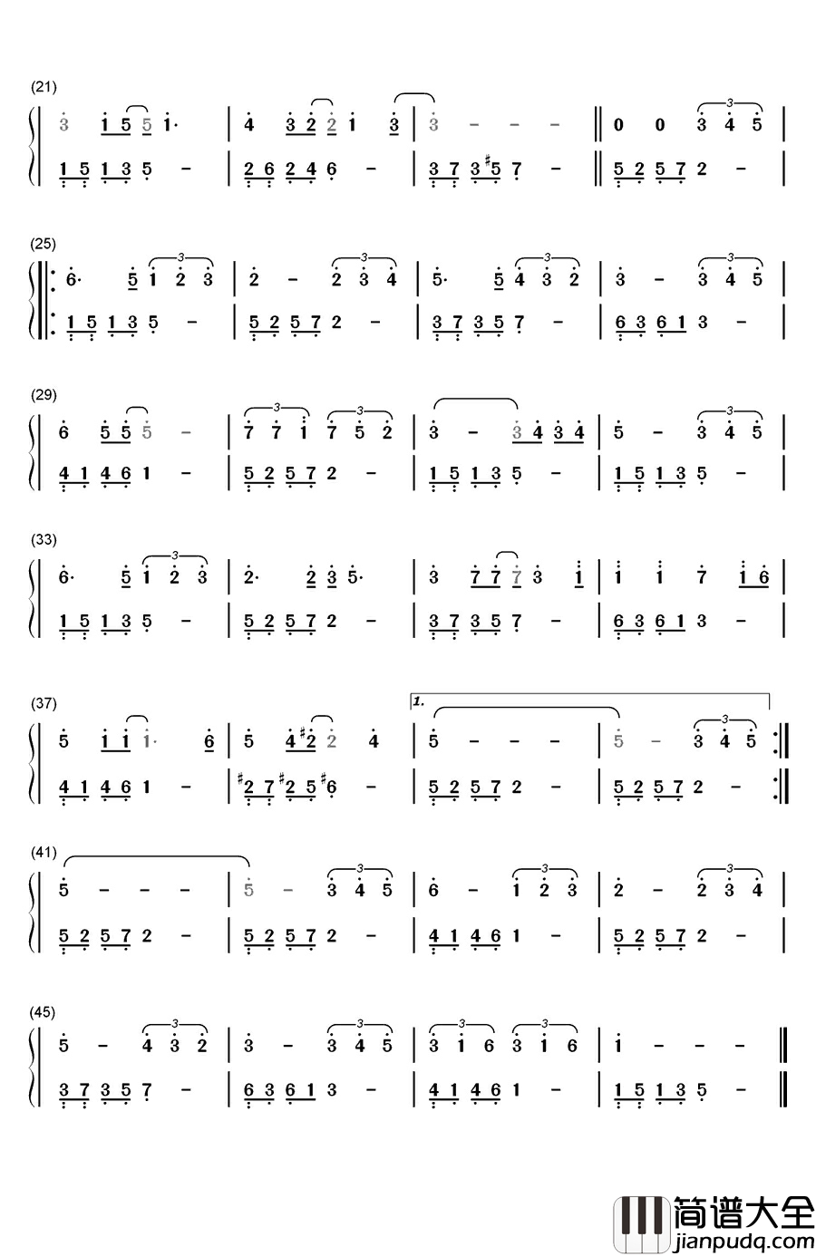 想唱就唱钢琴简谱_数字双手_张含韵