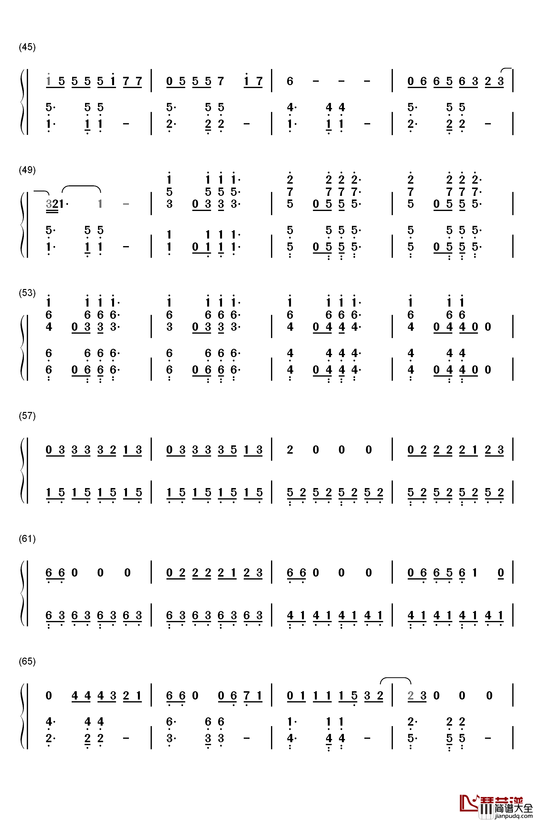 欢乐颂钢琴简谱_数字双手_张江