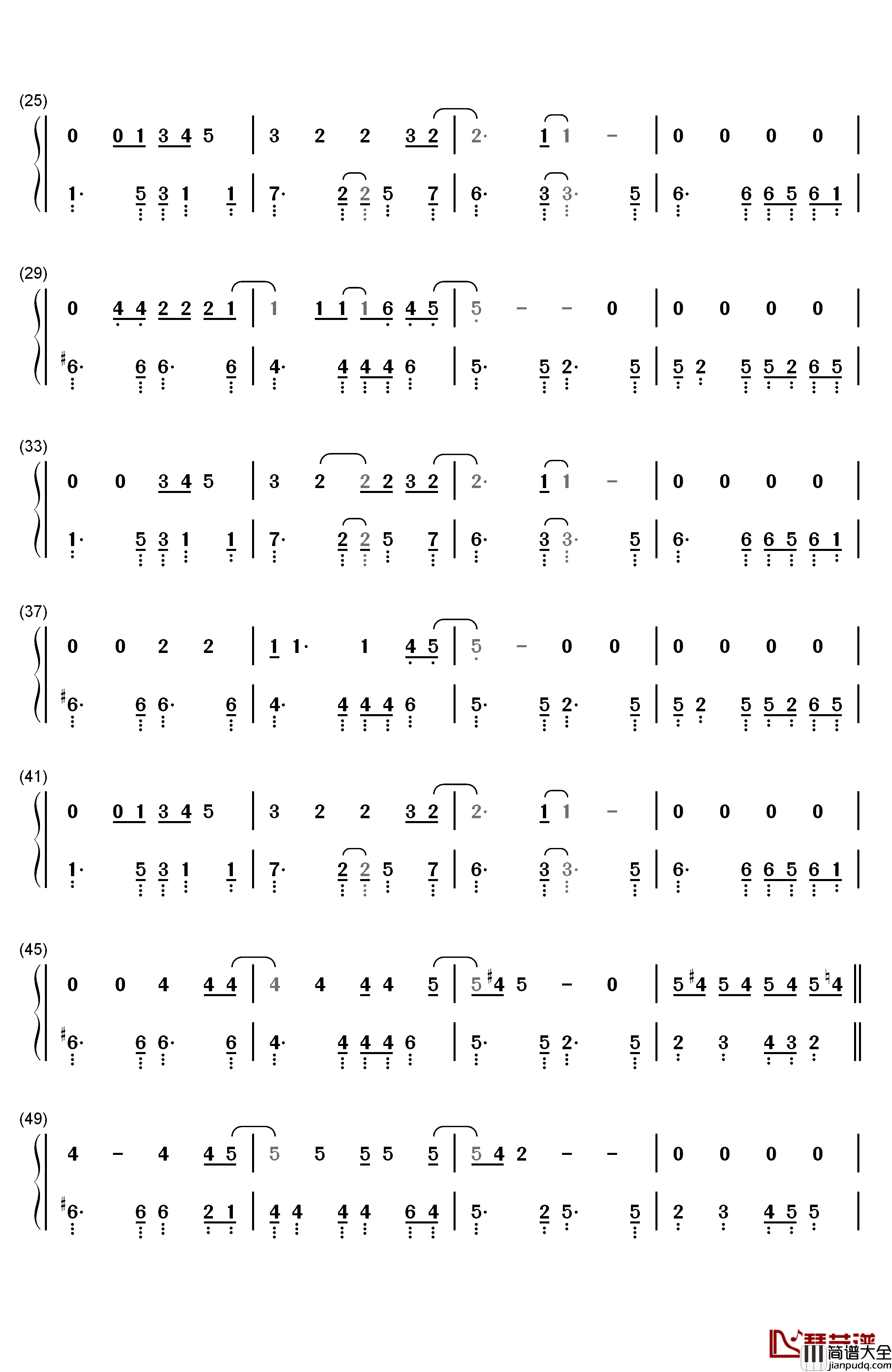 Free_Bird钢琴简谱_数字双手_Lynyrd_Skynyrd
