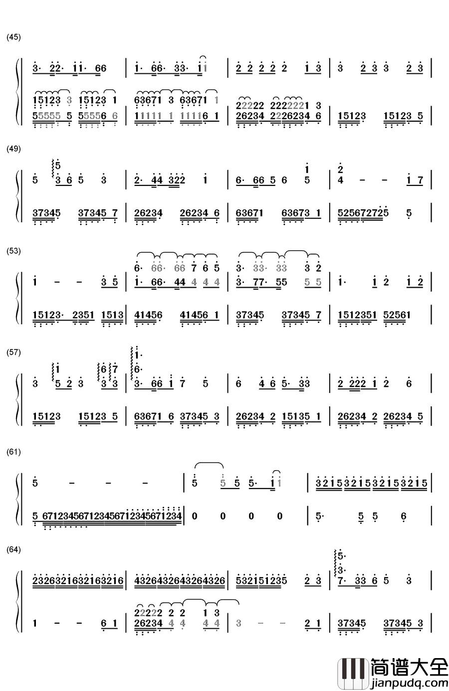 耶和华是爱钢琴简谱_数字双手_未知