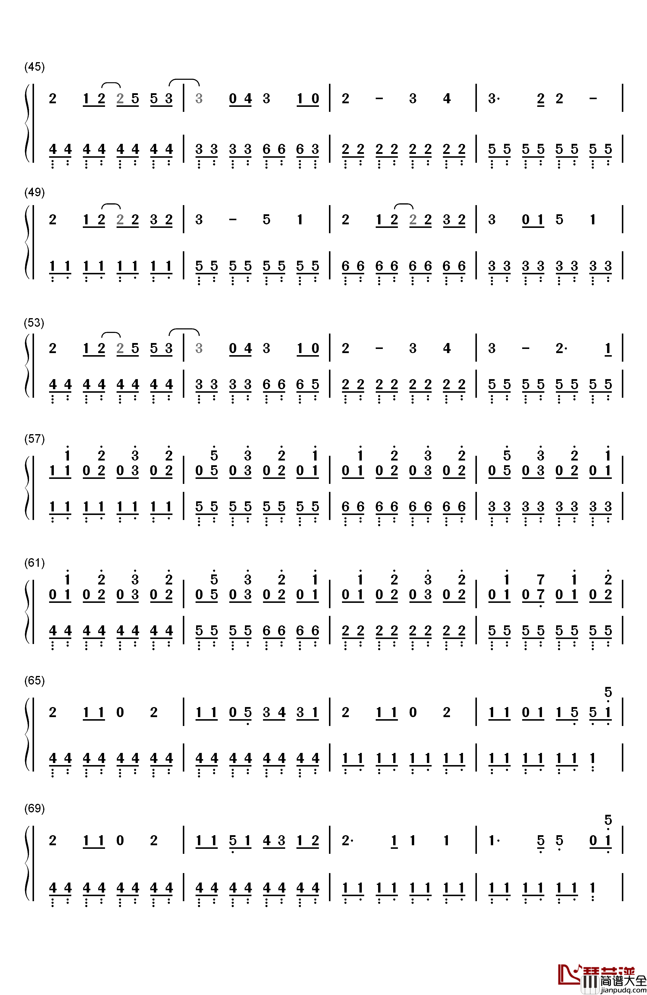 爱言叶钢琴简谱_数字双手_初音ミク