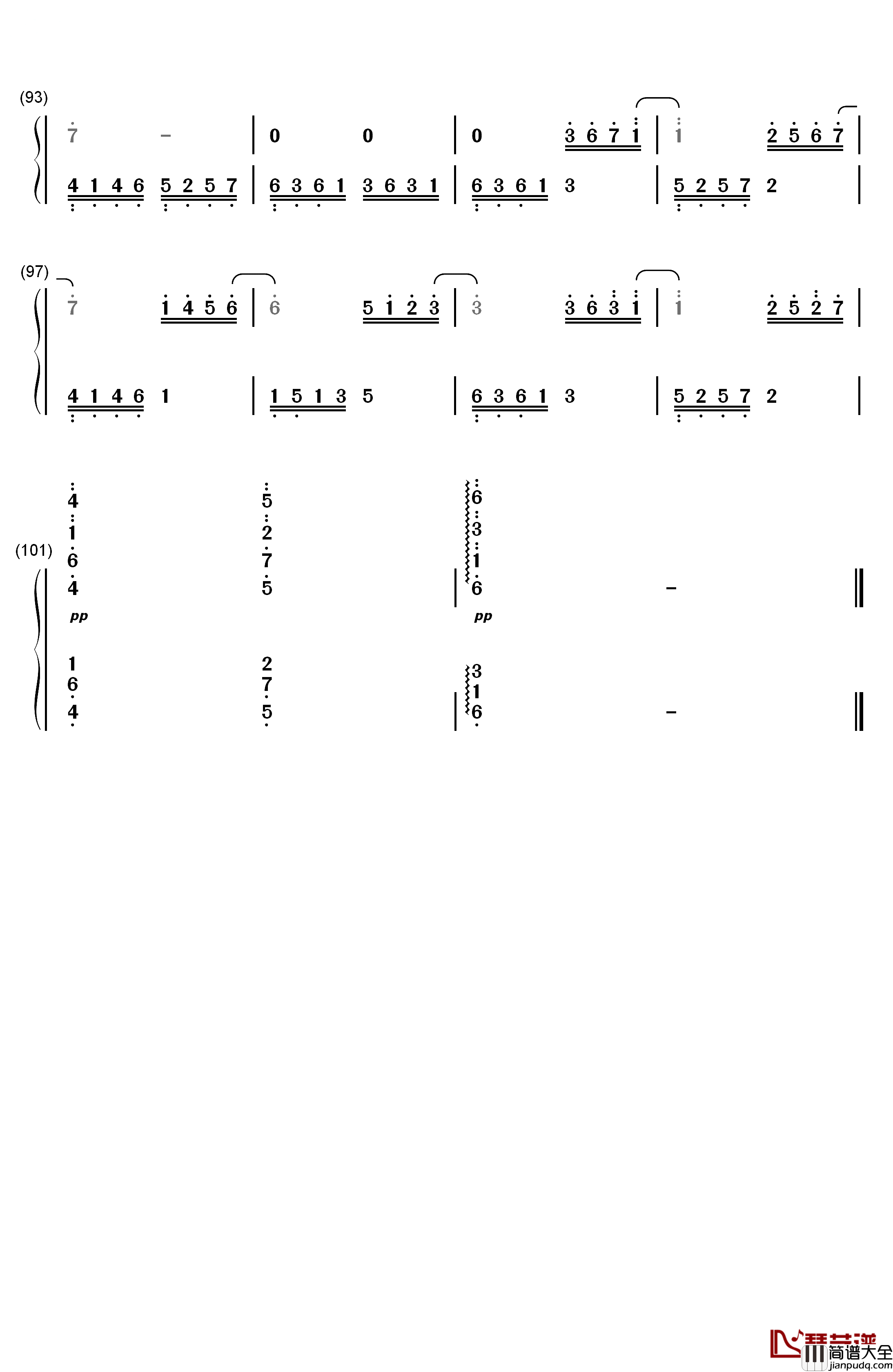 One_Night钢琴简谱_数字双手_加贺谷_玲