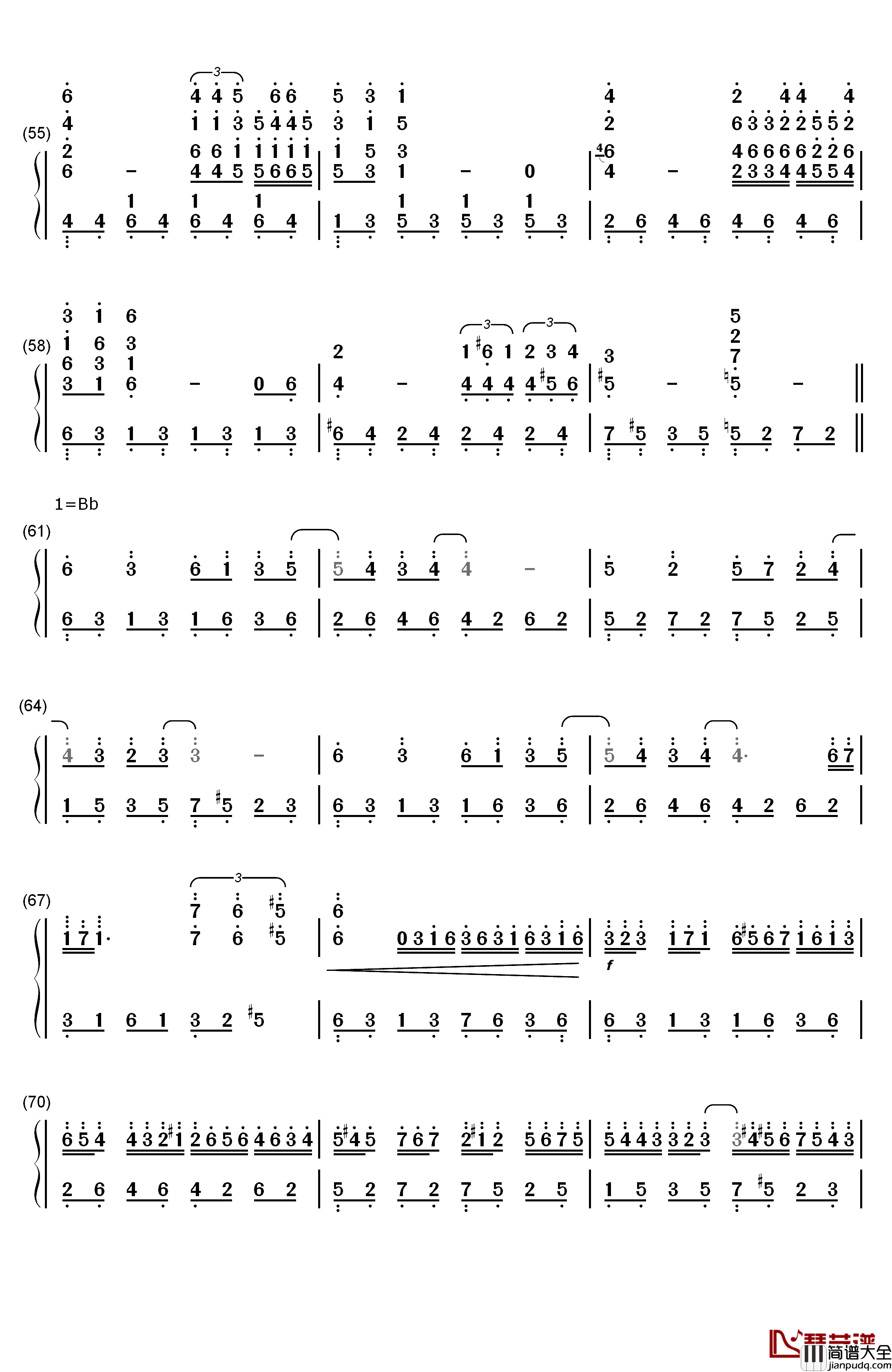 星空钢琴简谱_数字双手_理查德·克莱德曼_Richard_Clayderman