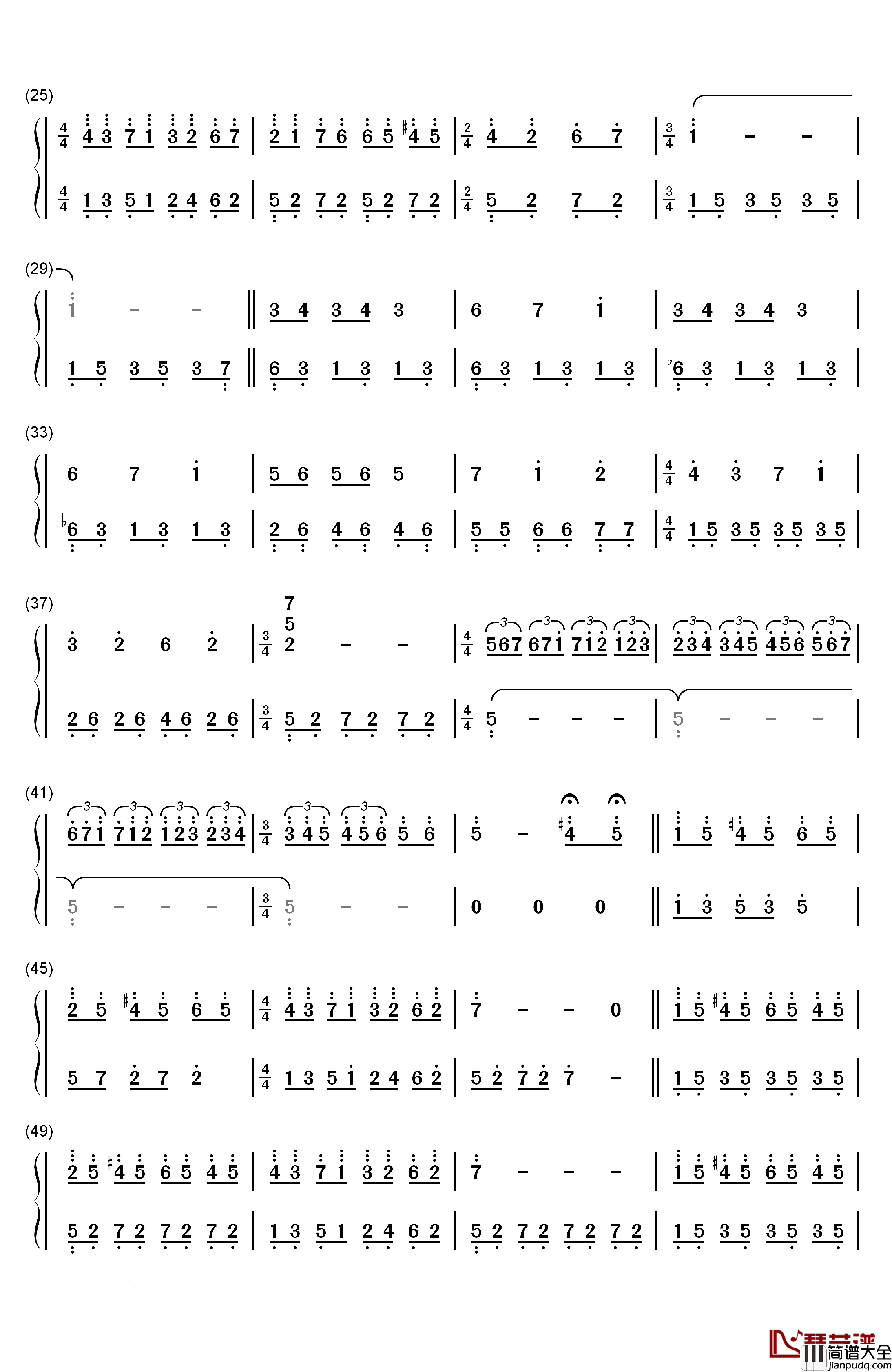 爱的旋律钢琴简谱_数字双手_理查德•克莱德曼