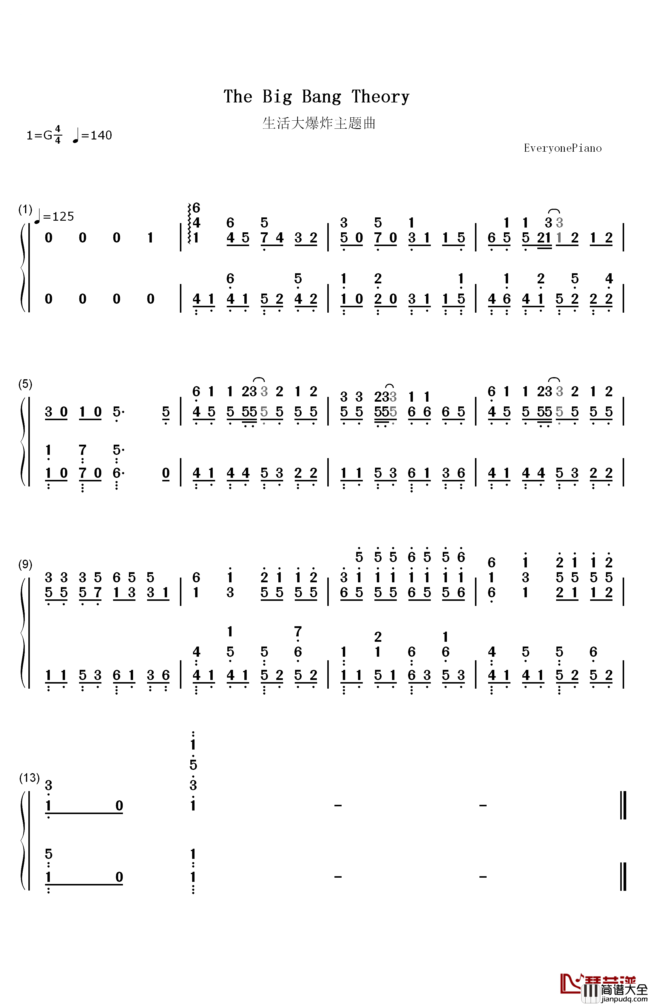 生活大爆炸TBBT主题曲钢琴简谱_数字双手_Barenaked_Ladies
