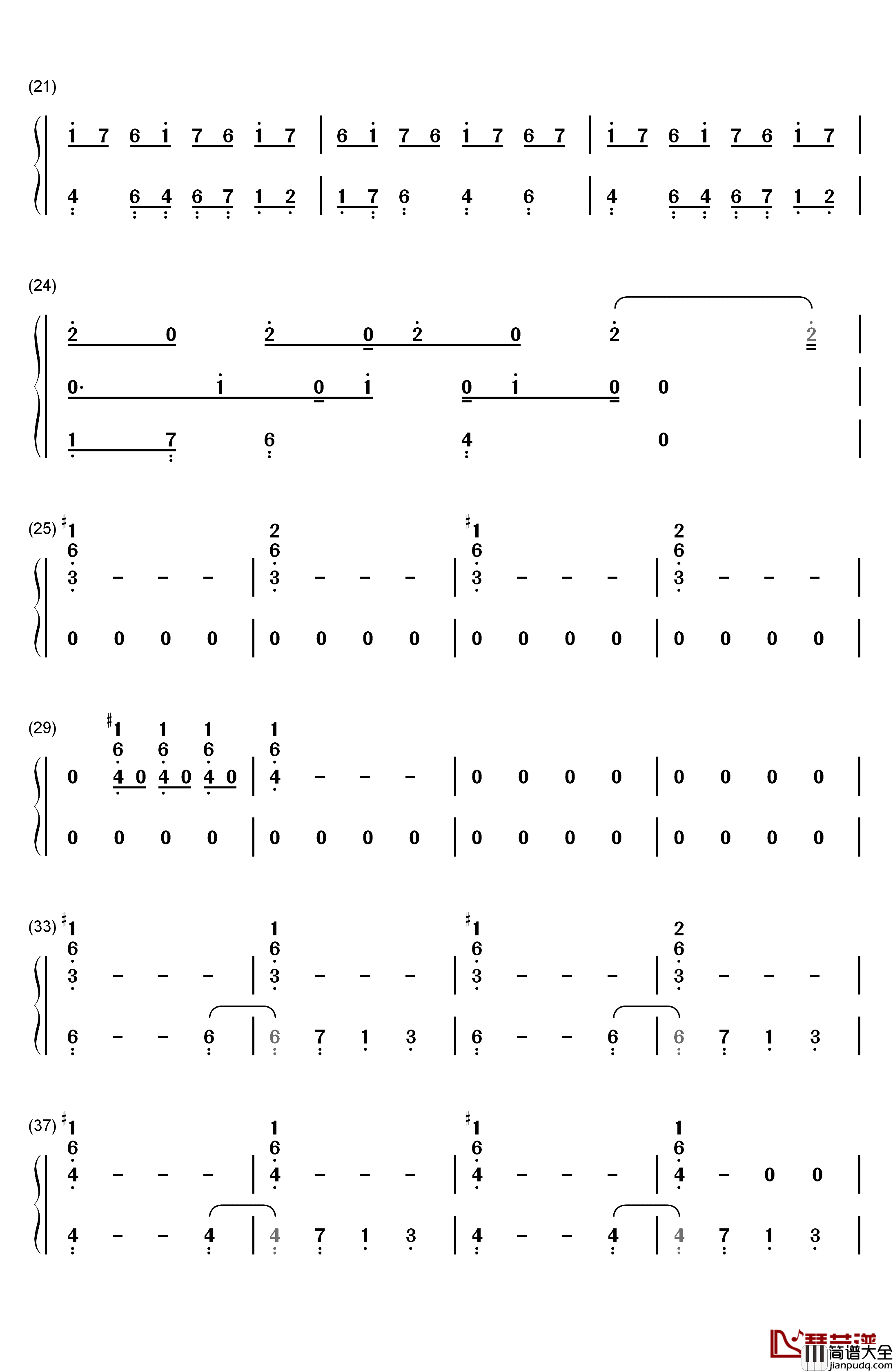Ode_to_Sleep钢琴简谱_数字双手_Twenty_One_Pilots