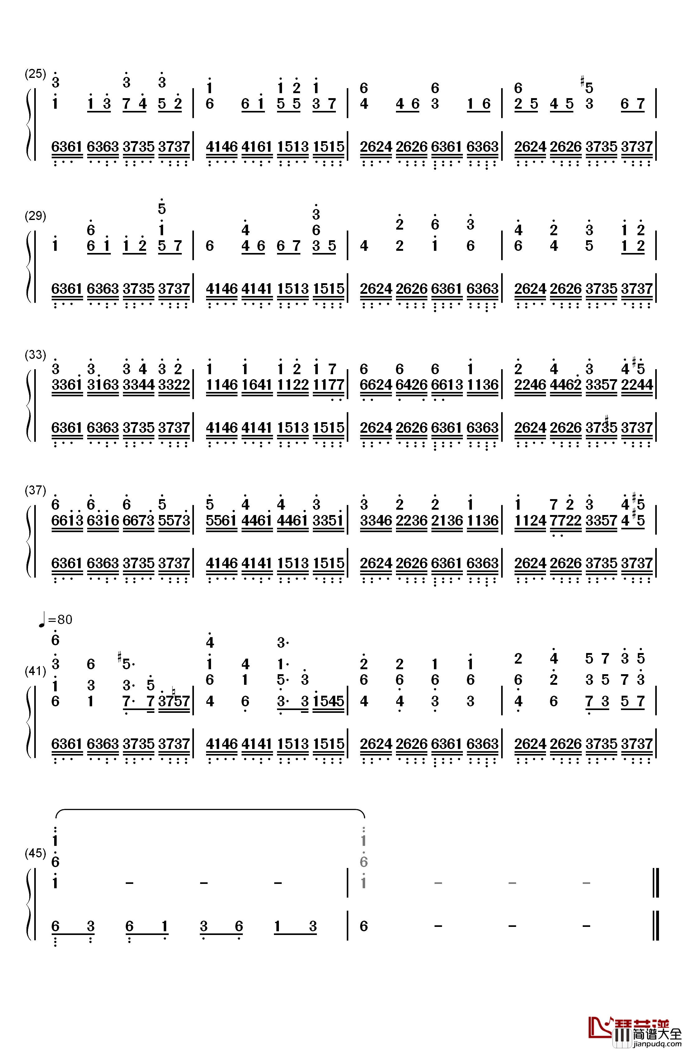 Canon_in_D_Minor钢琴简谱_数字双手_Johann_Pachelbel