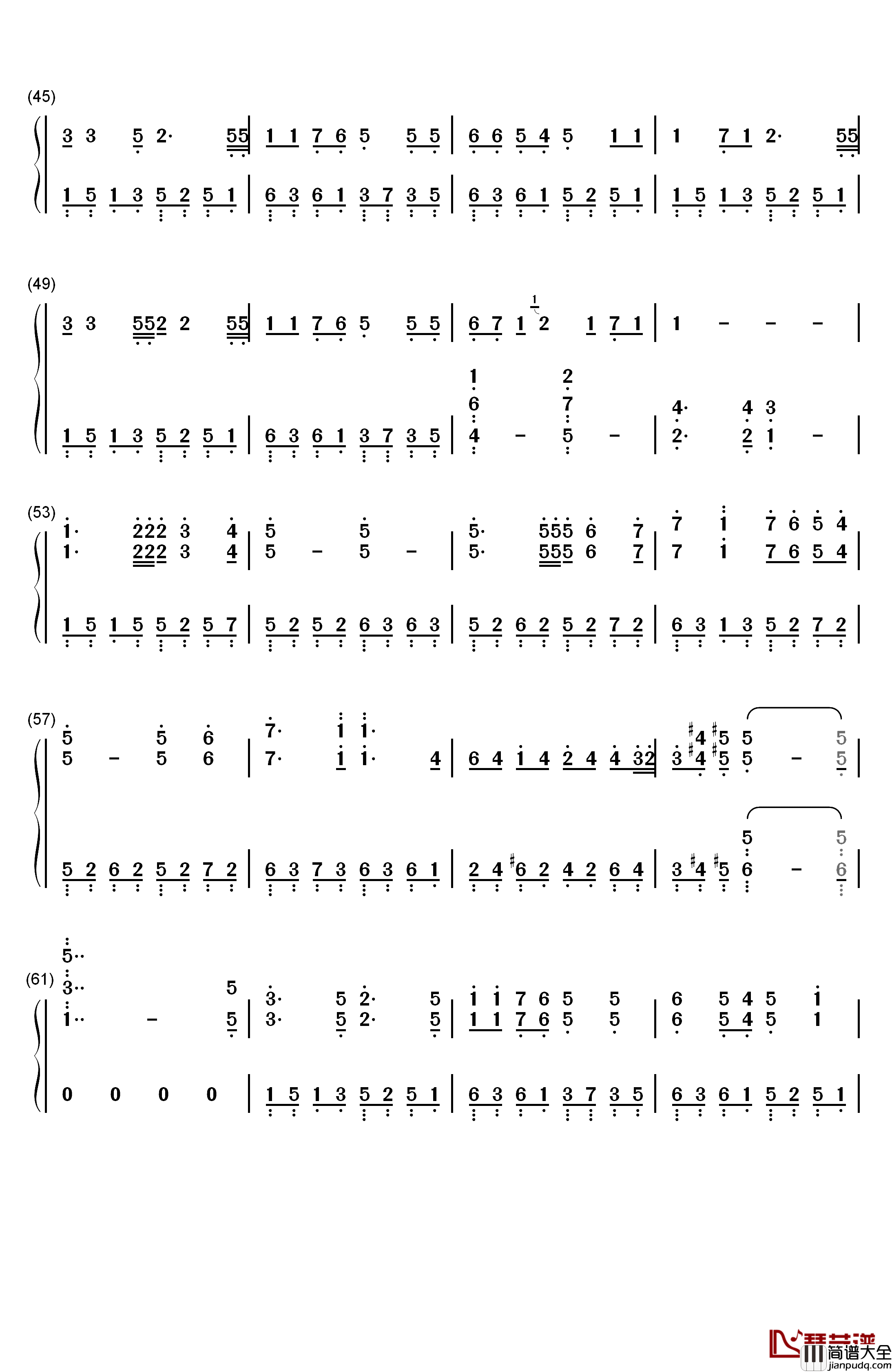 心を开いて钢琴简谱_数字双手_ZARD