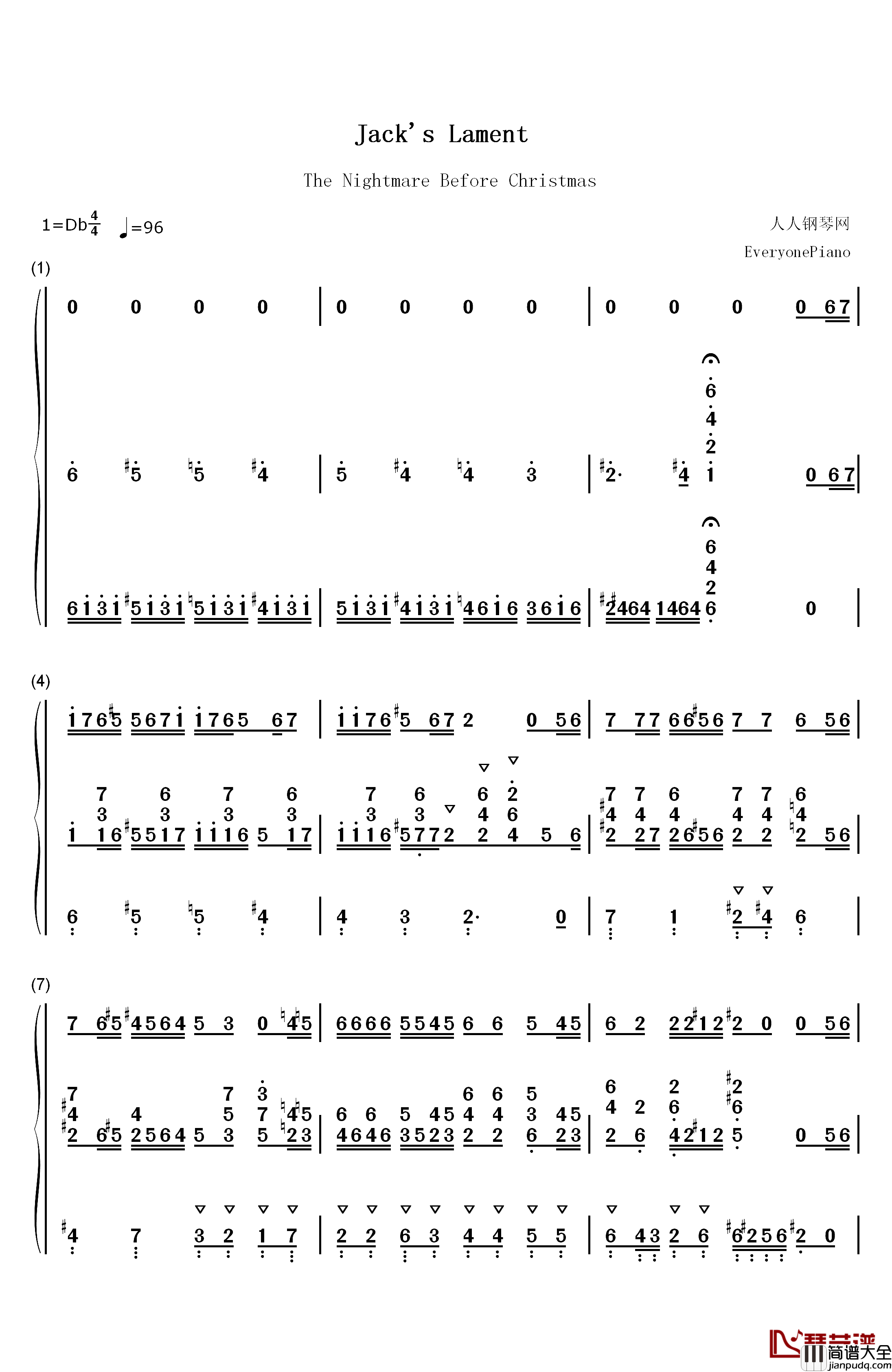 Jack's_Lament钢琴简谱_数字双手_Danny_Elfman