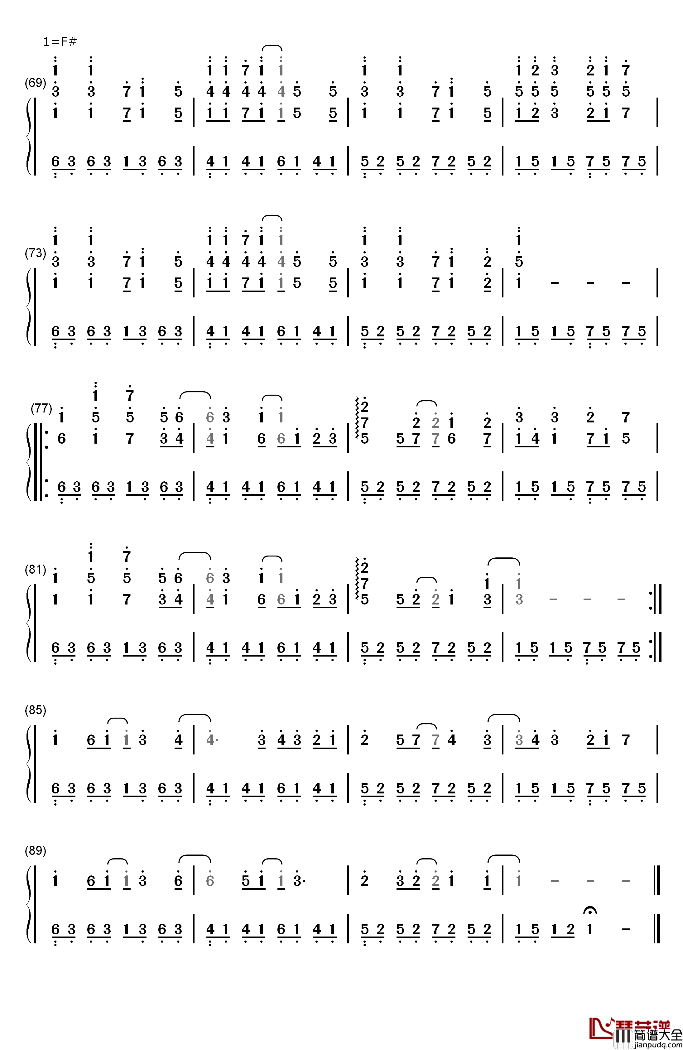 明日には消えてゆく钢琴简谱_数字双手_初音未来