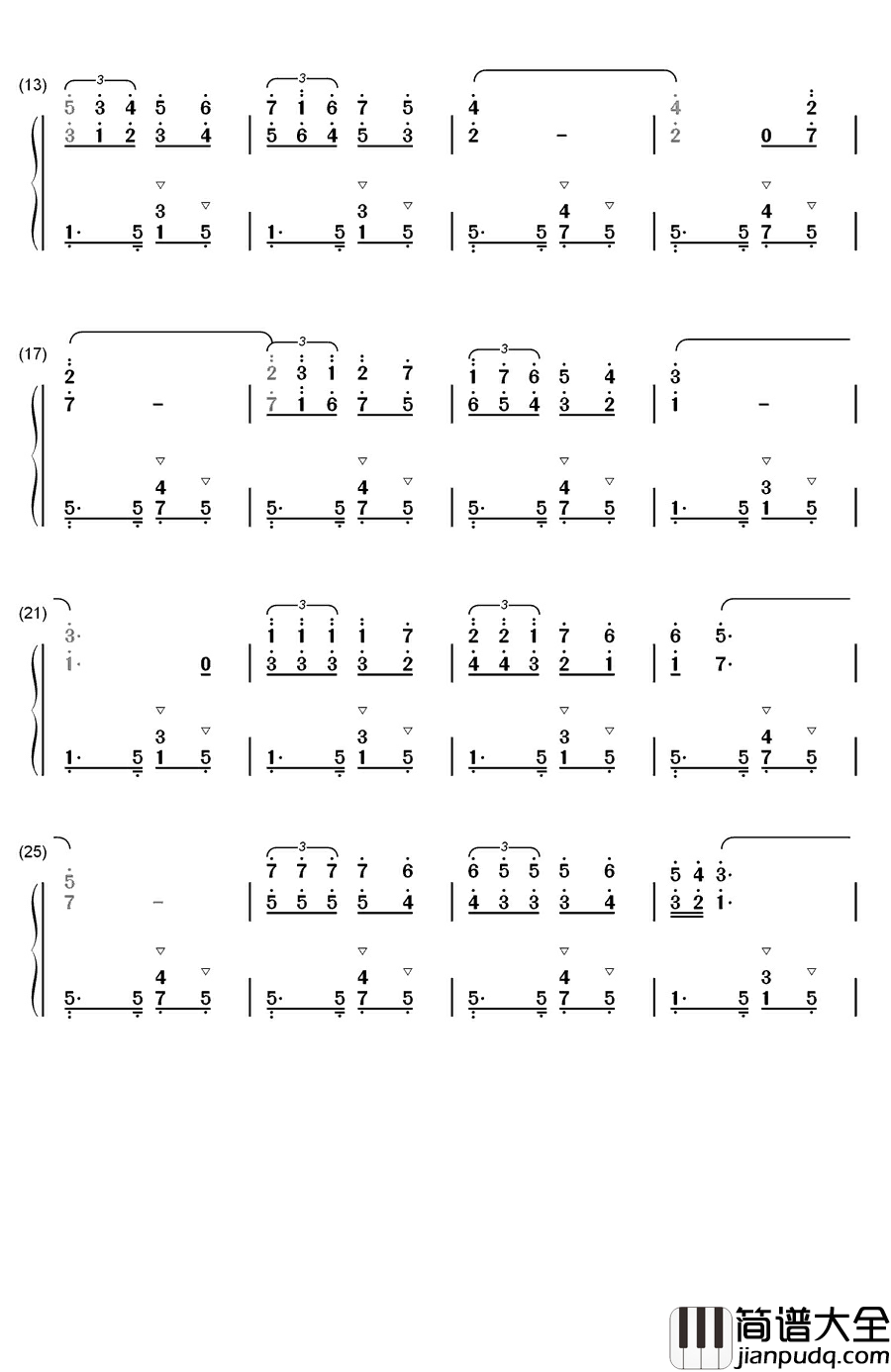 鸽子钢琴简谱_数字双手_伊拉蒂尔