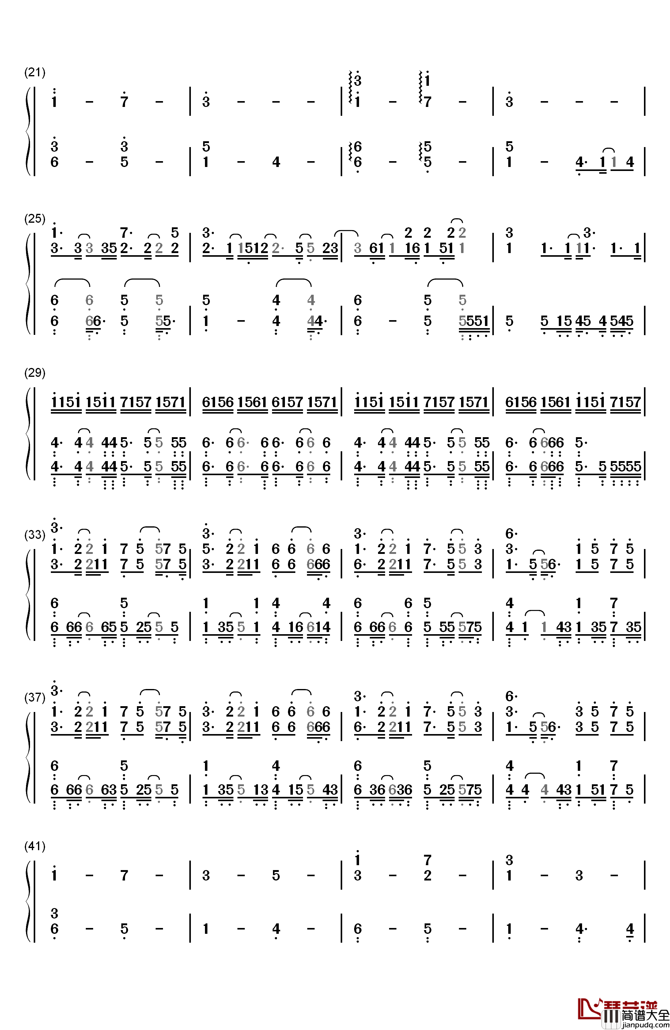Stitches钢琴简谱_数字双手_Sam_Tsui