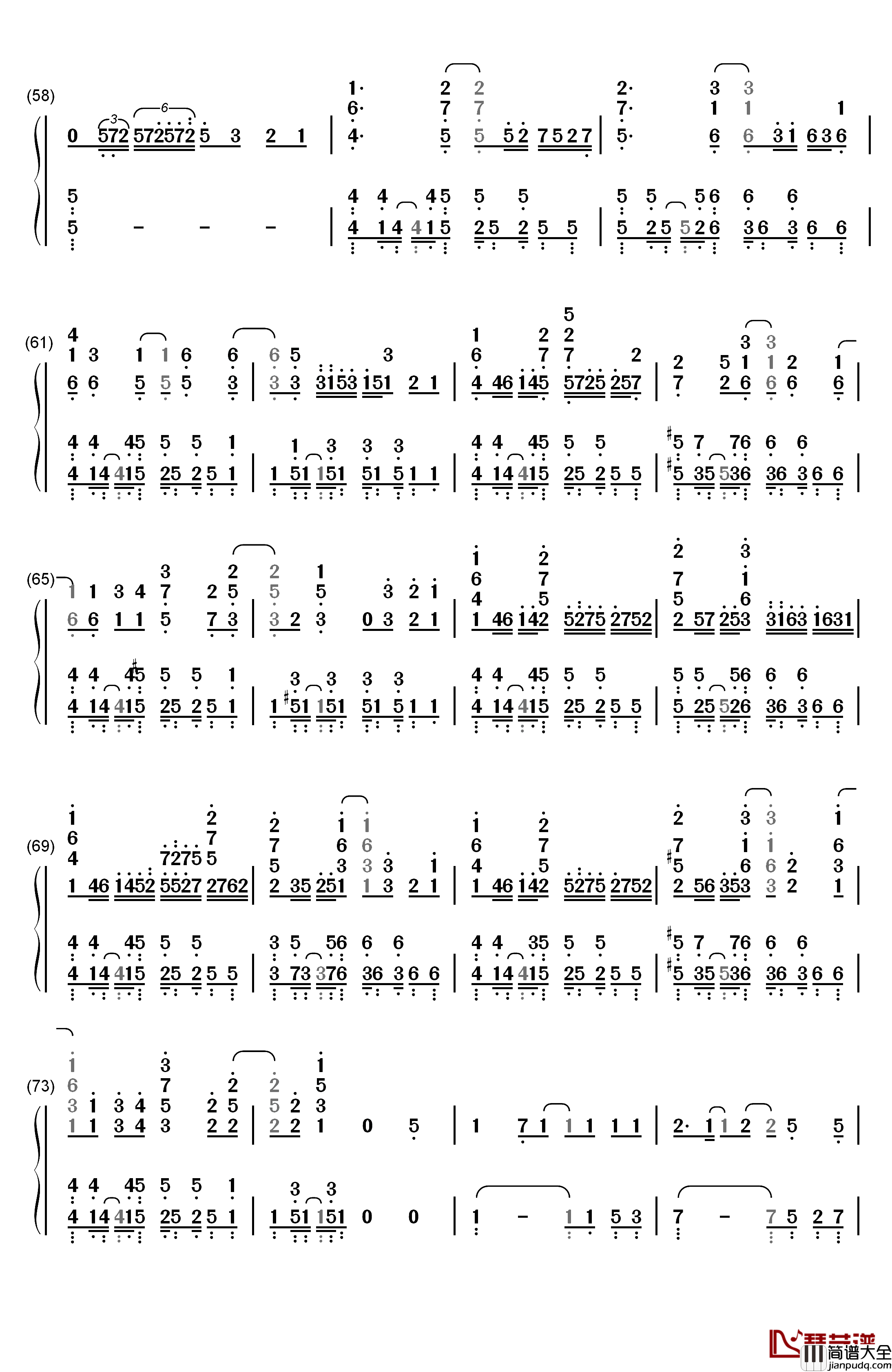 Grand_Blue钢琴简谱_数字双手_湘南乃风