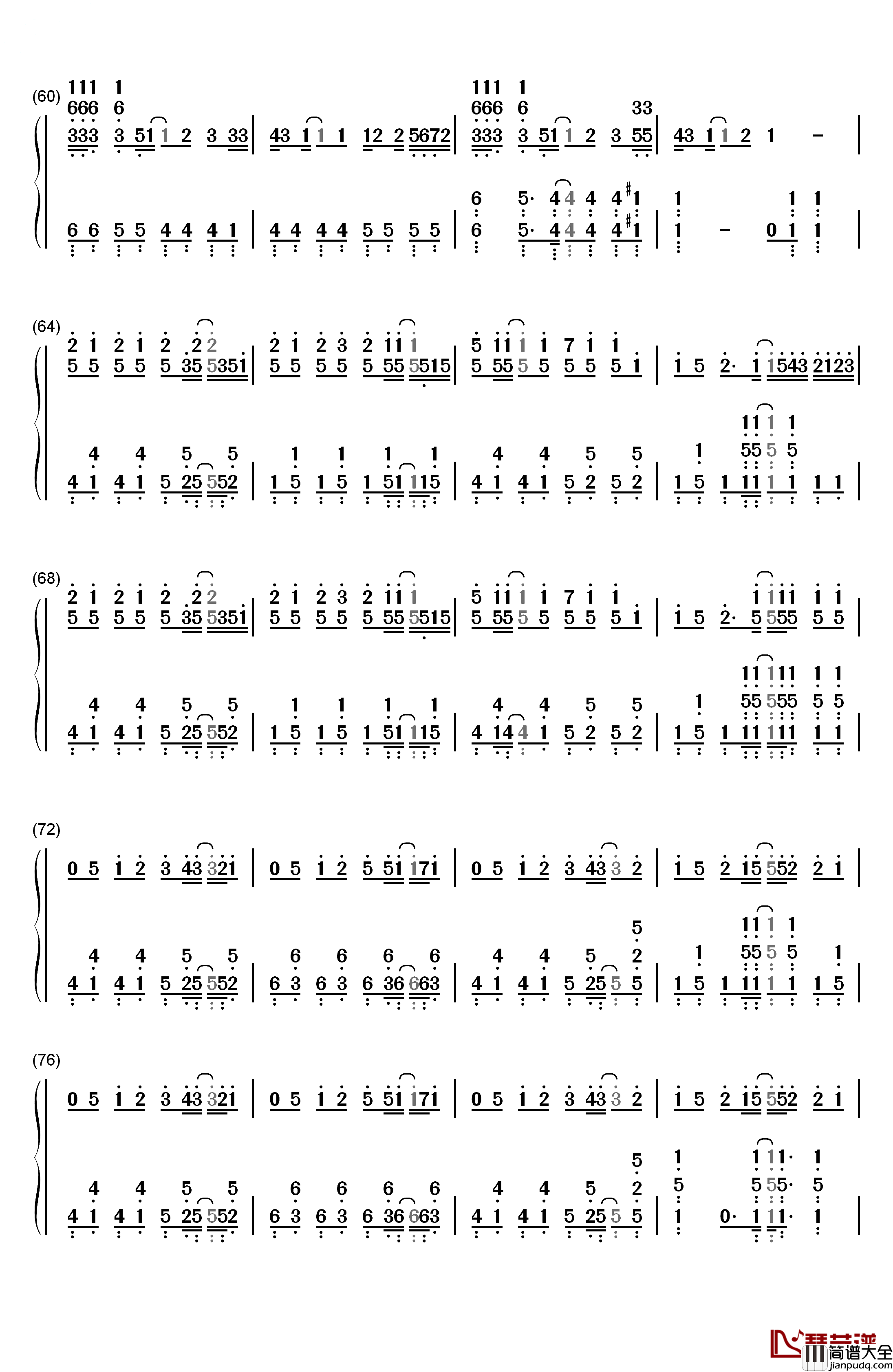 ハッピーシンセサイザ钢琴简谱_数字双手_EasyPop