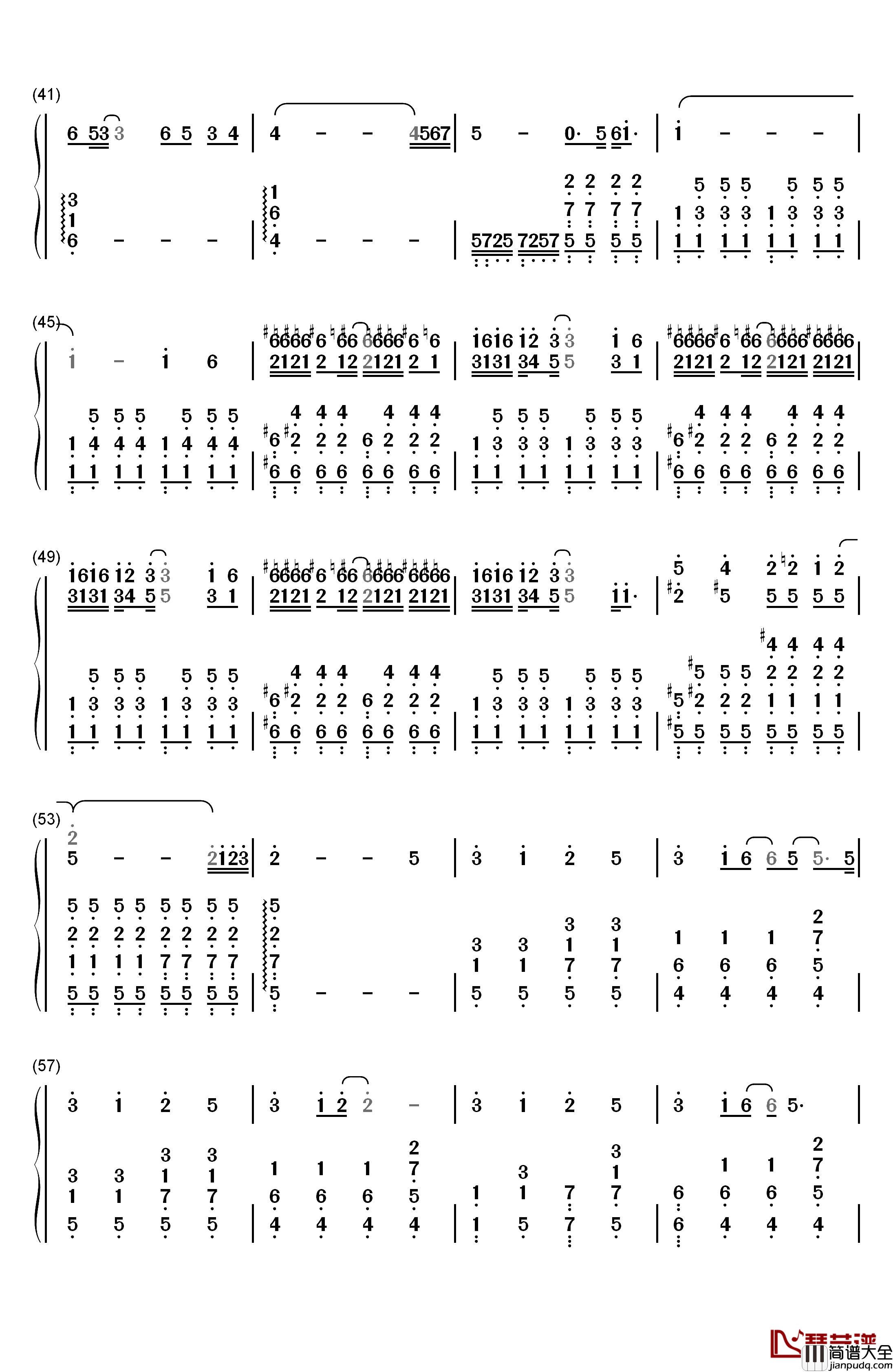 这天钢琴简谱_数字双手_苏打绿
