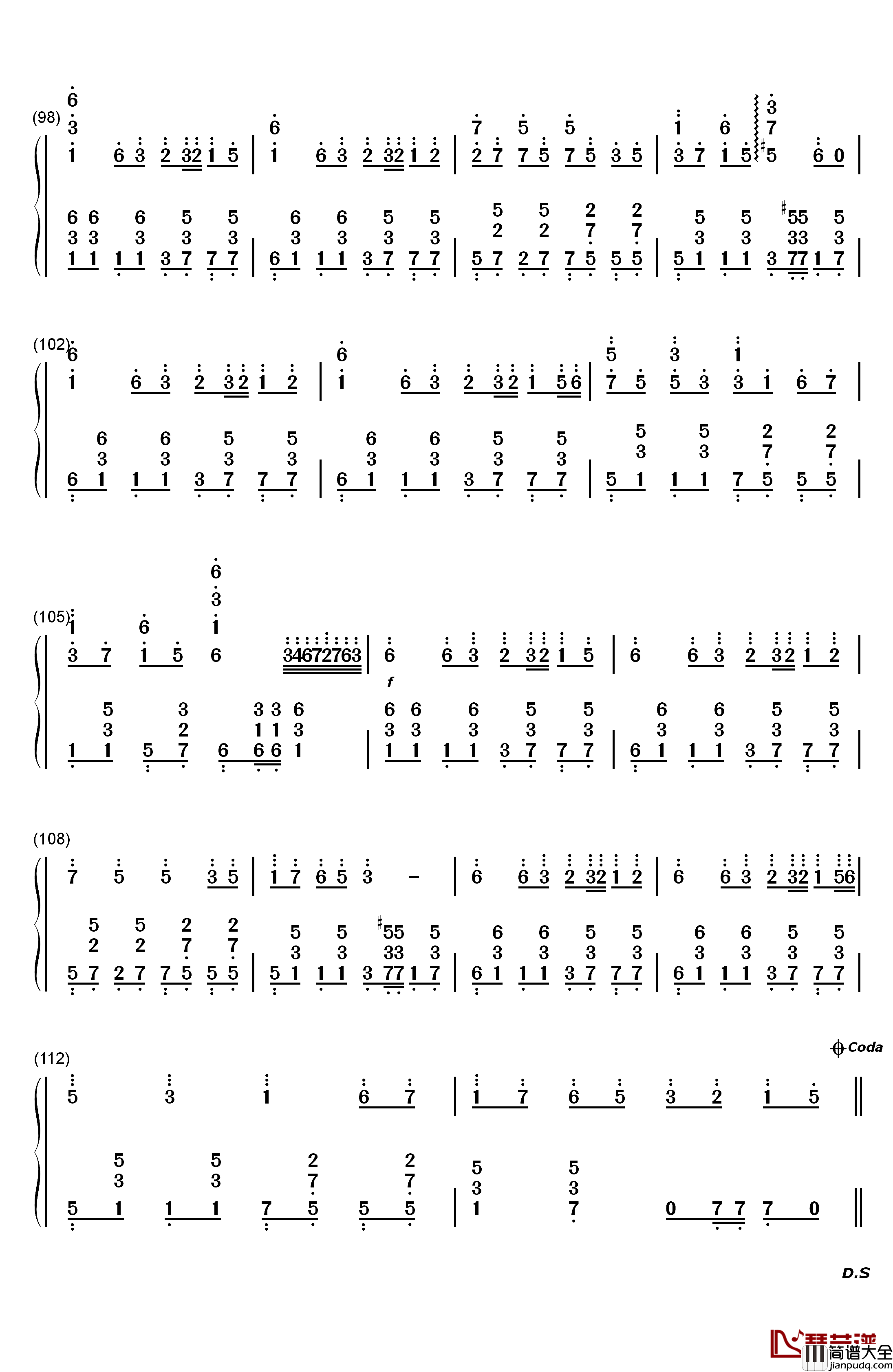 忍者棒棒钢琴简谱_数字双手_竹村桐子