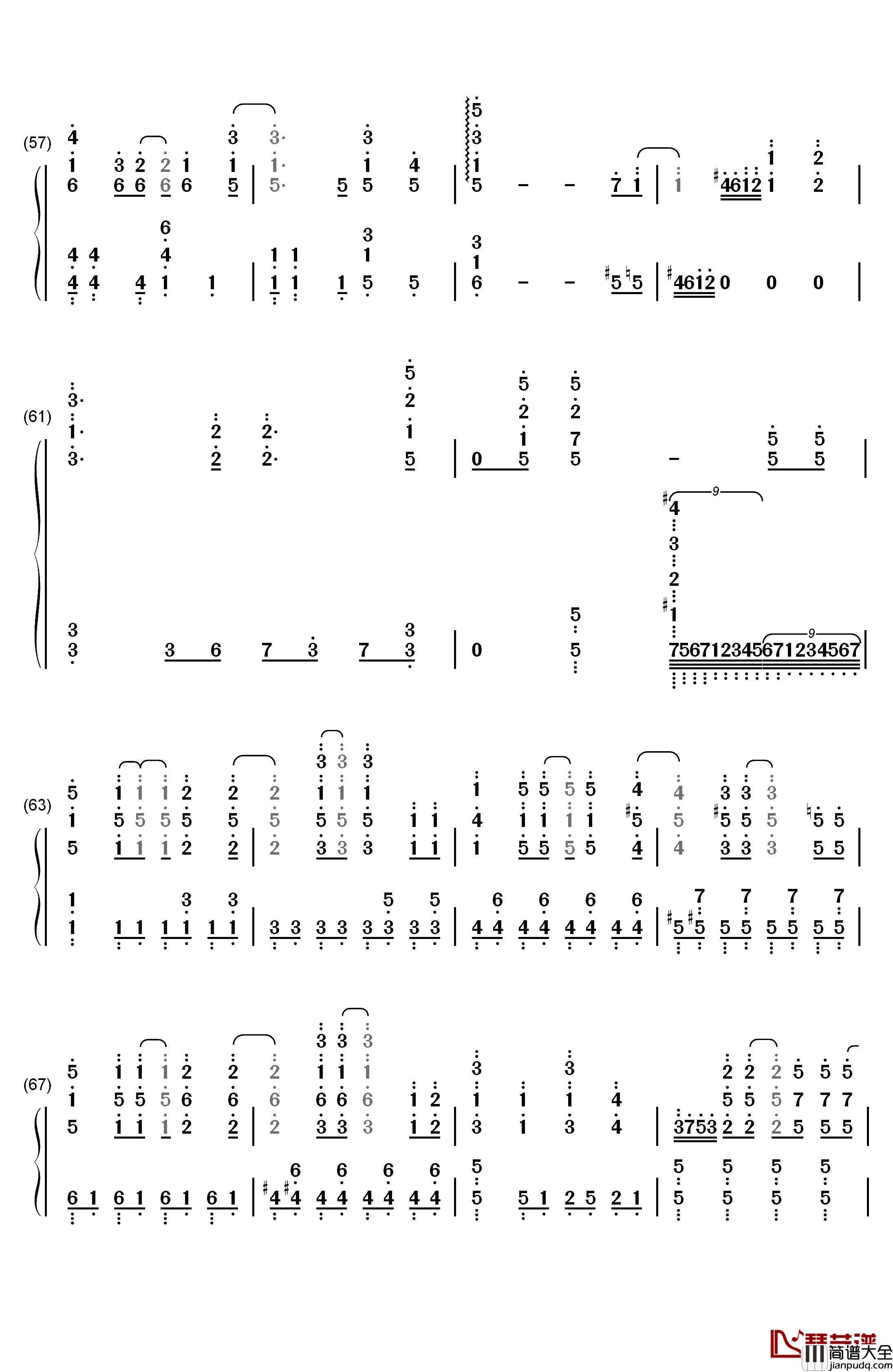地球最后の告白を钢琴简谱_数字双手_GUMI