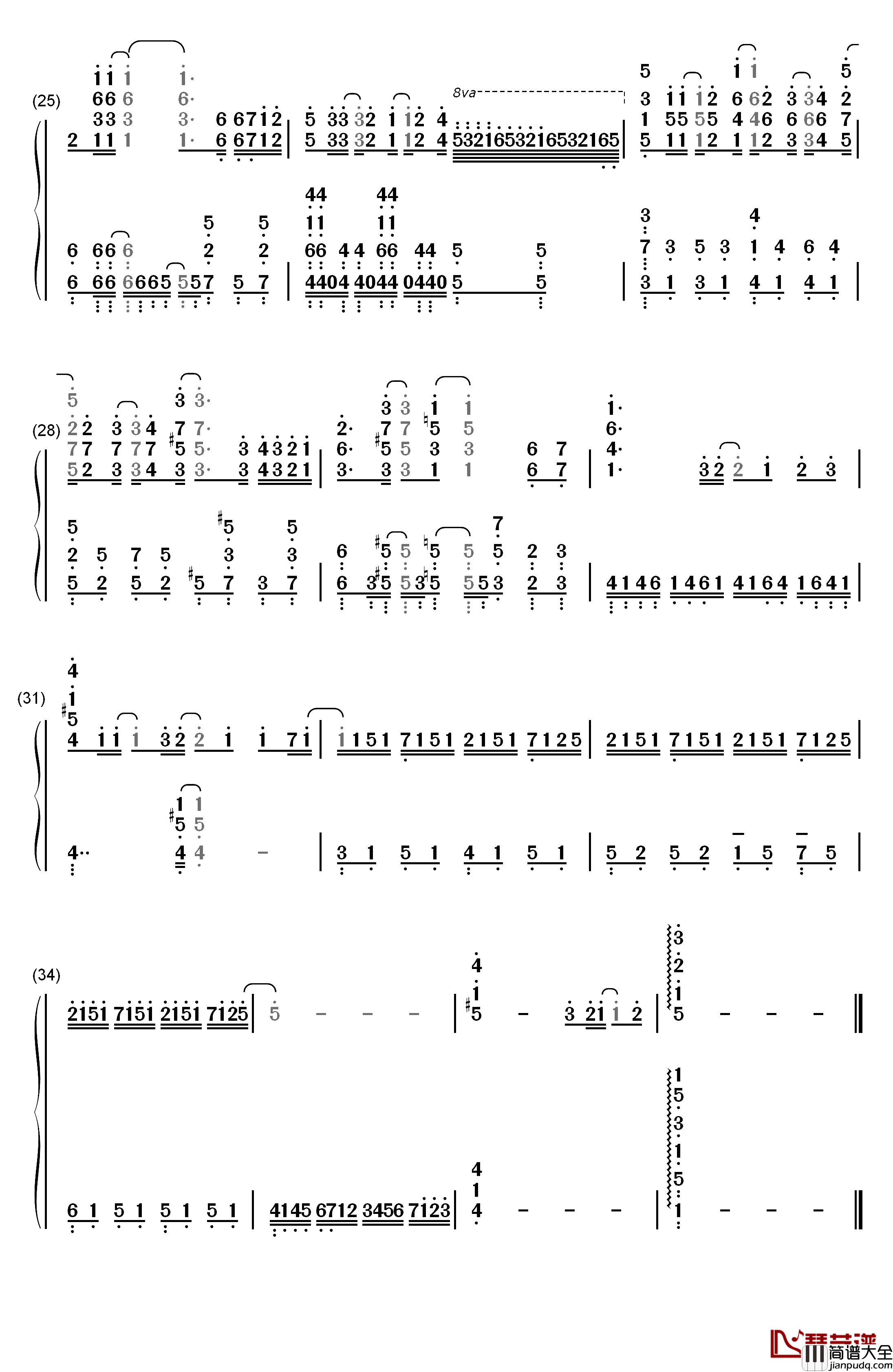 温柔的理由钢琴简谱_数字双手_ChouCho__ちょうちょ