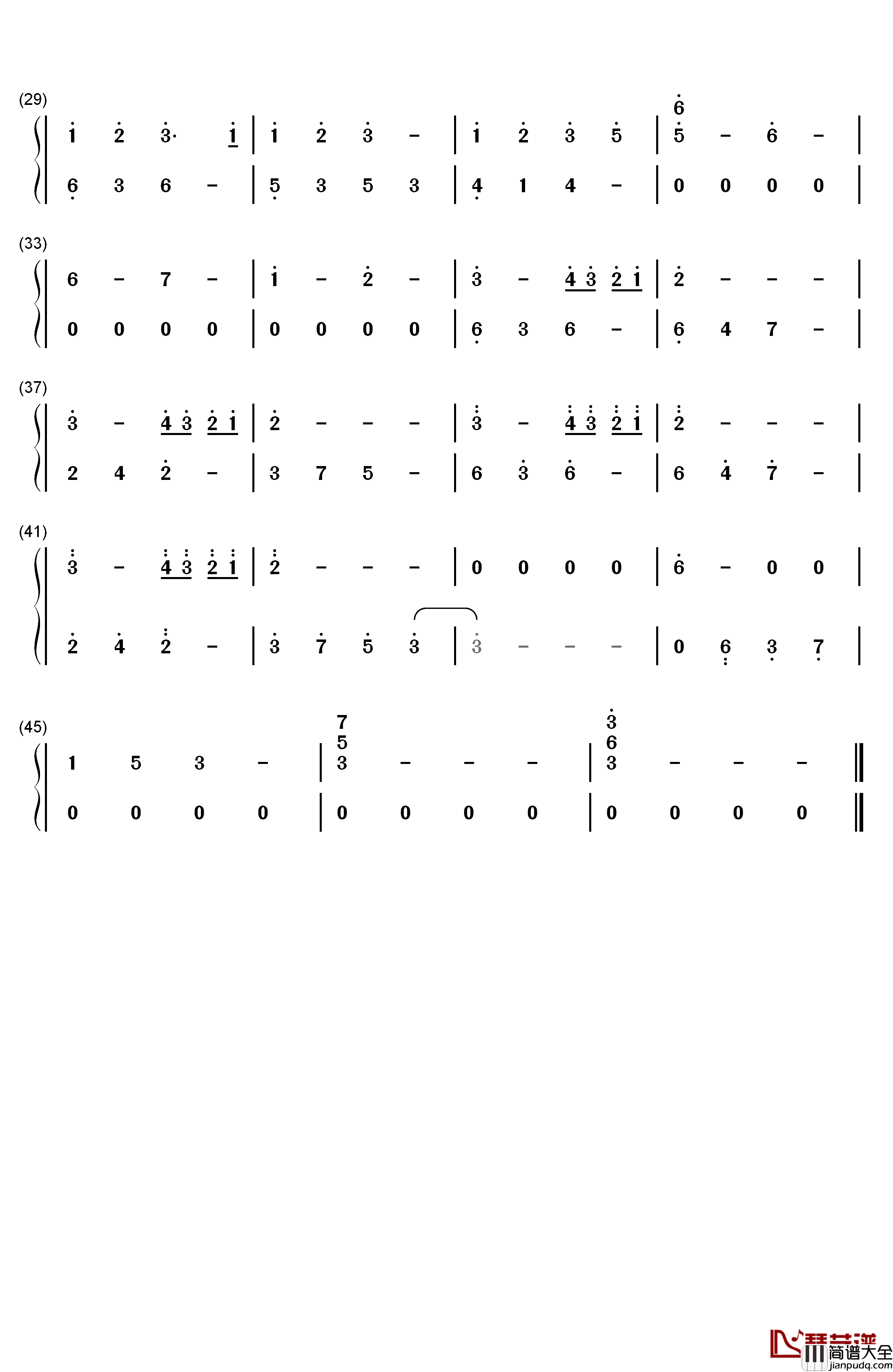 薄桜の夢钢琴简谱_数字双手_大谷幸