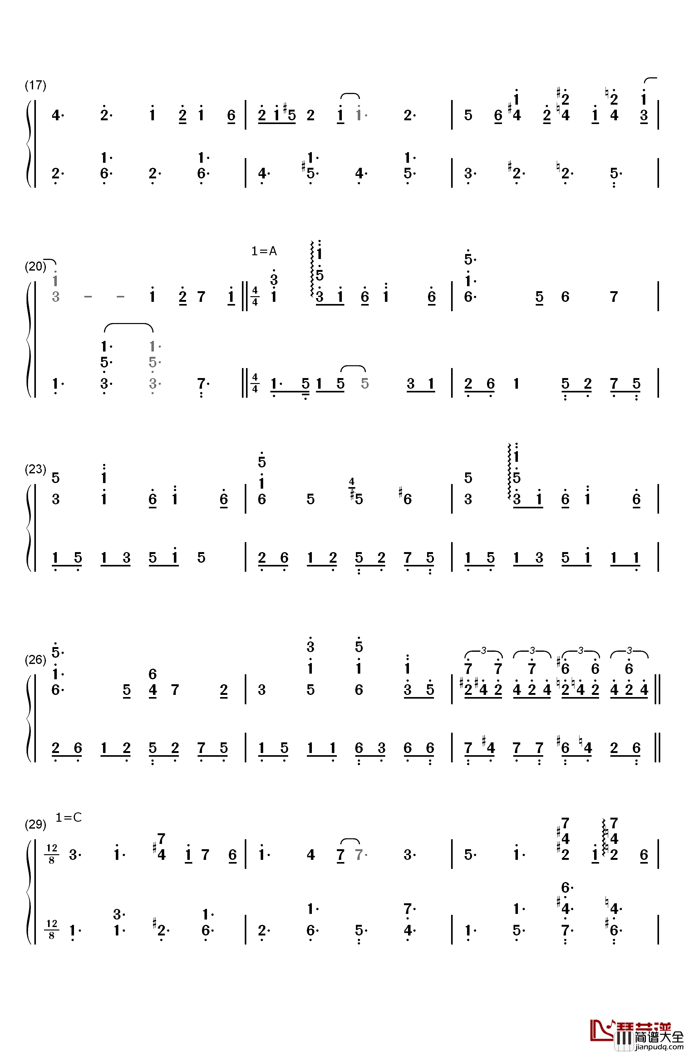 Dream_A_Little_Dream_Of_Me钢琴简谱_数字双手_Yiruma　李闰珉