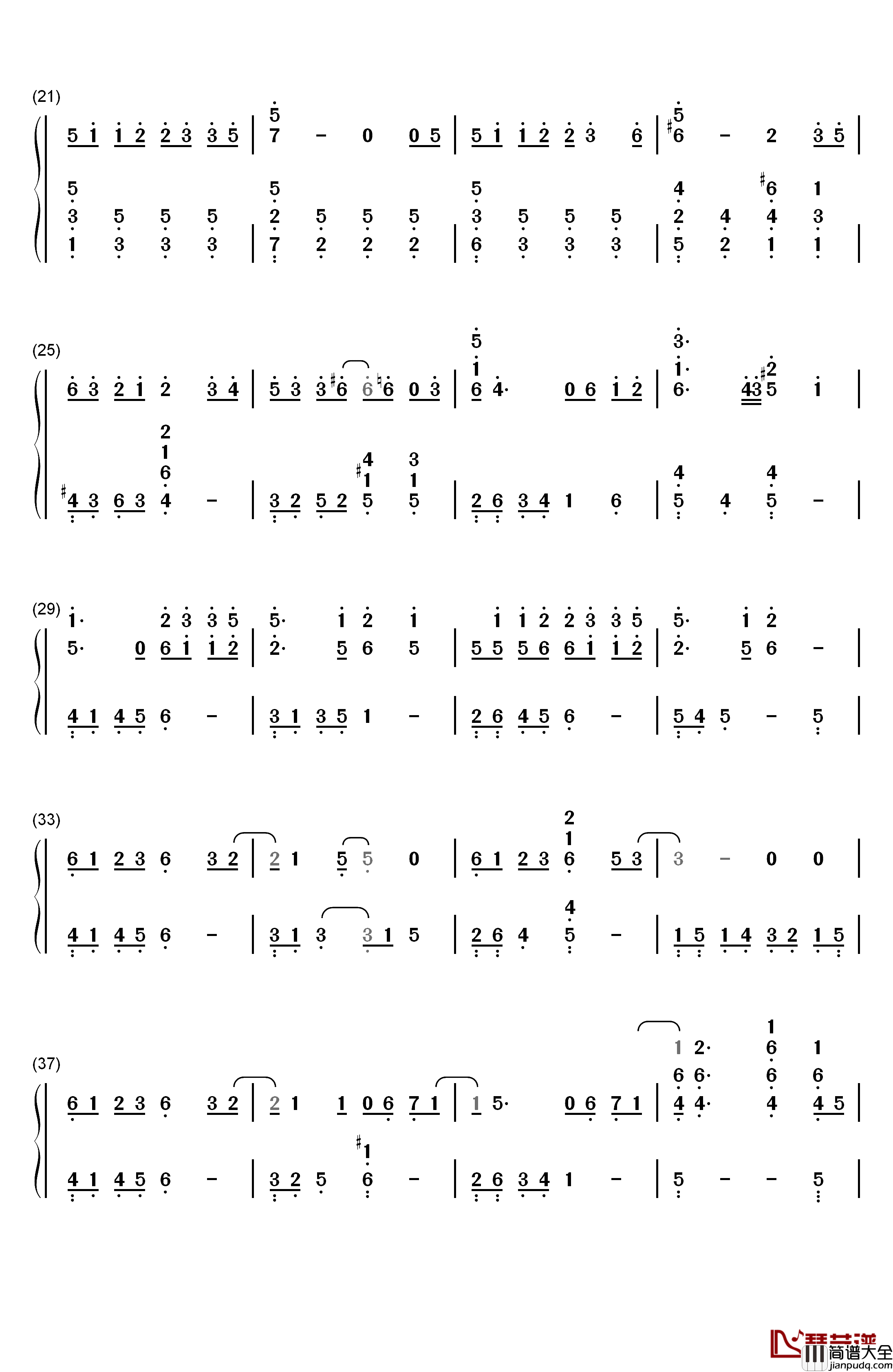 浮生未歇钢琴简谱_数字双手_HITA_音频怪物