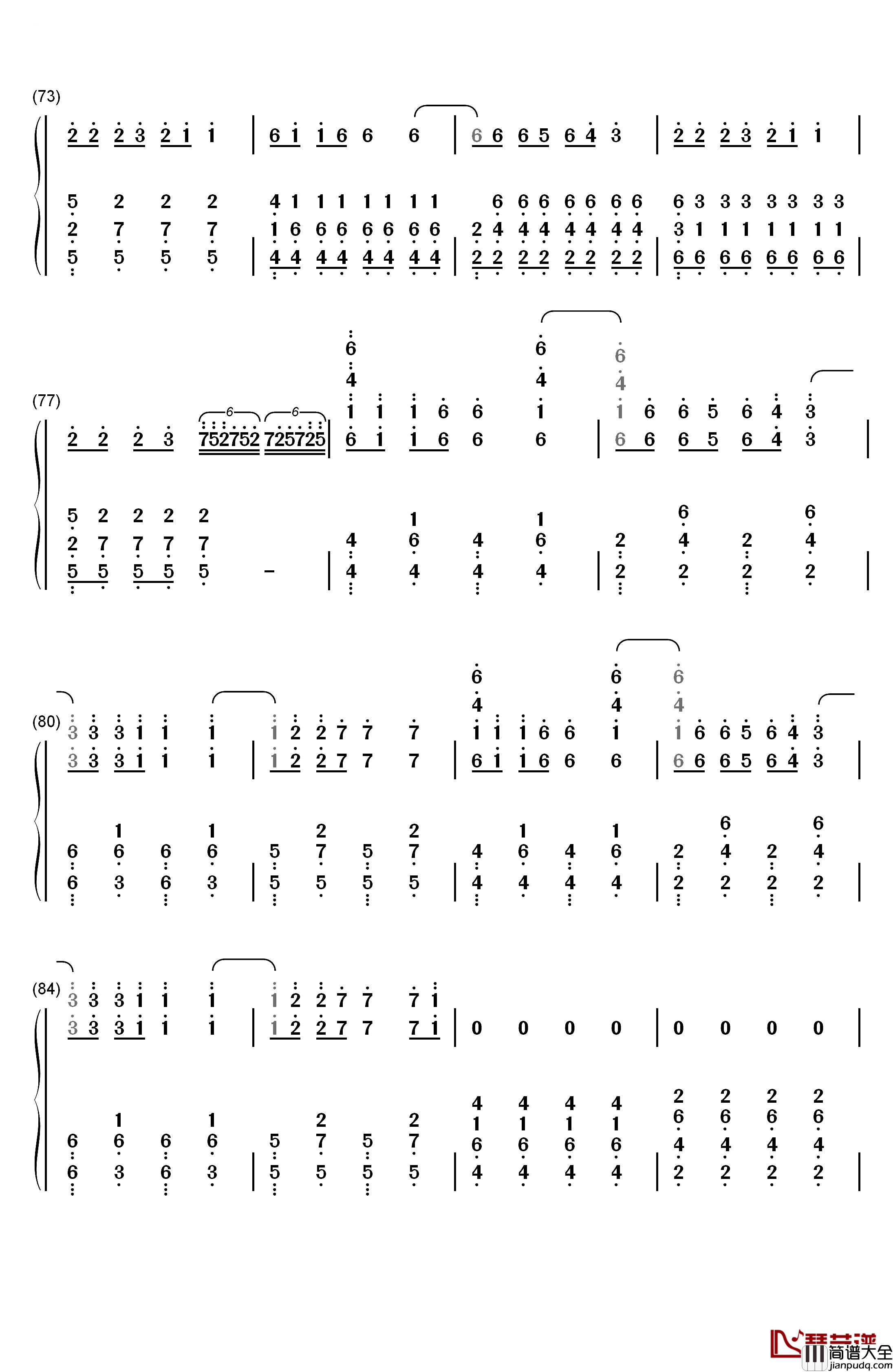 Outside钢琴简谱_数字双手_Calvin_Harris_&_Ellie_Goulding