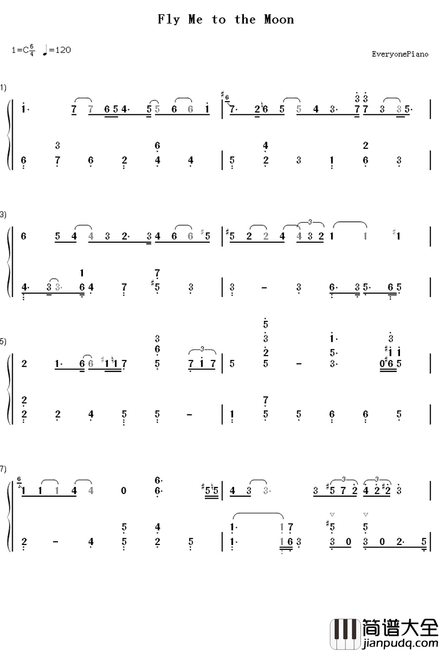 Fly_Me_to_the_Moon钢琴简谱_数字双手_Bart_Howard