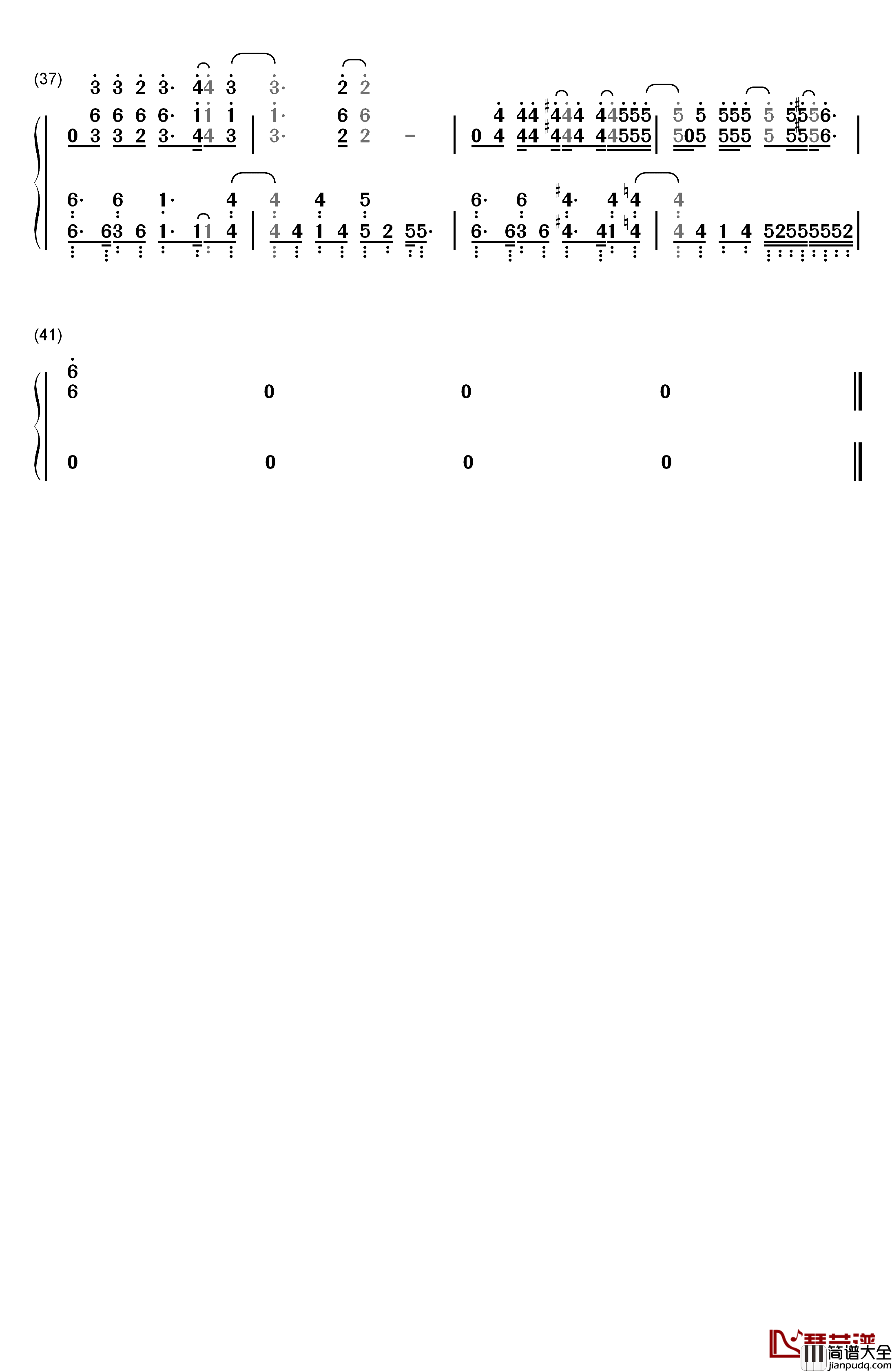 One_Reason钢琴简谱_数字双手_fade