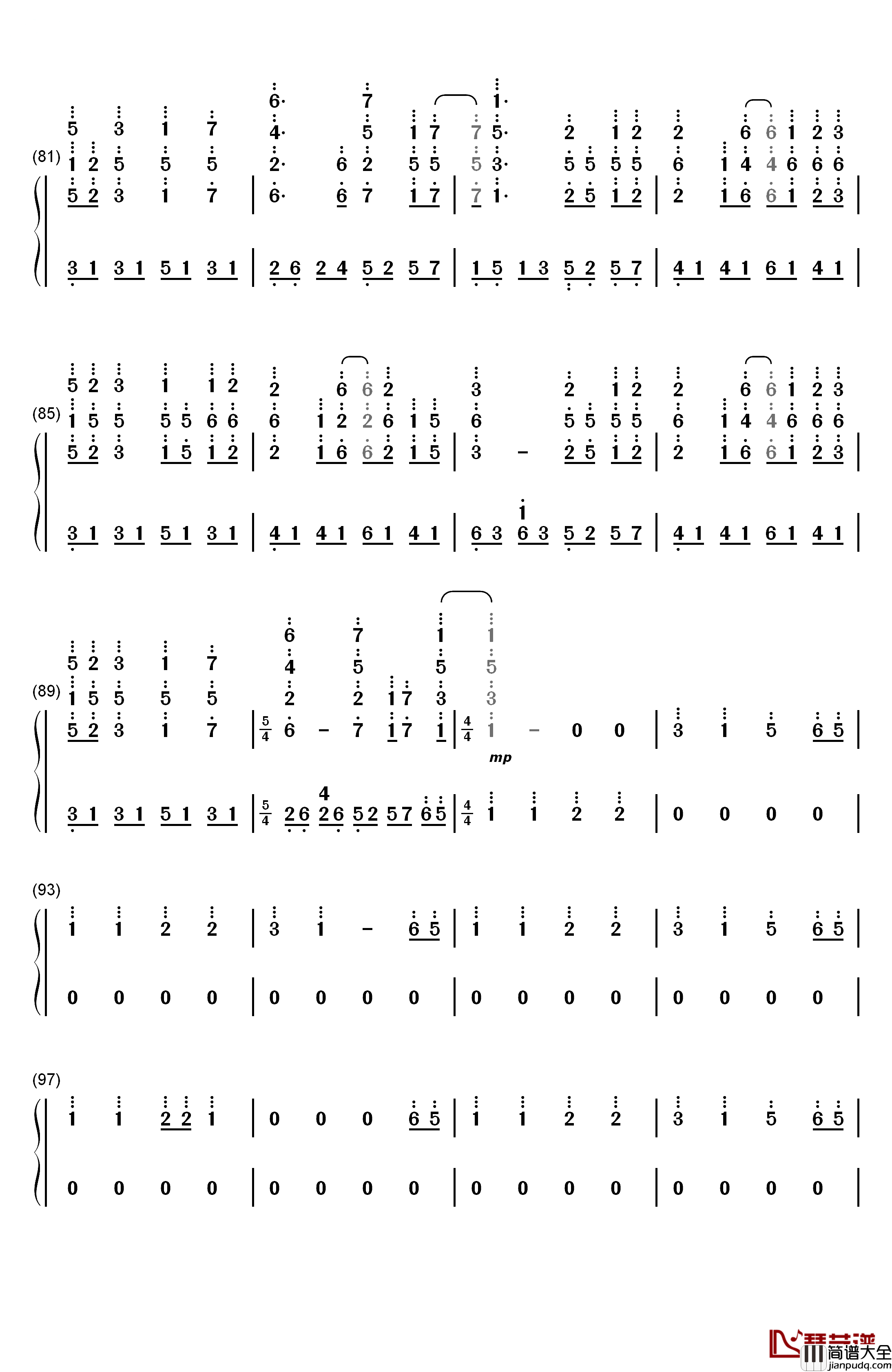 团子大家族钢琴简谱_数字双手_茶太