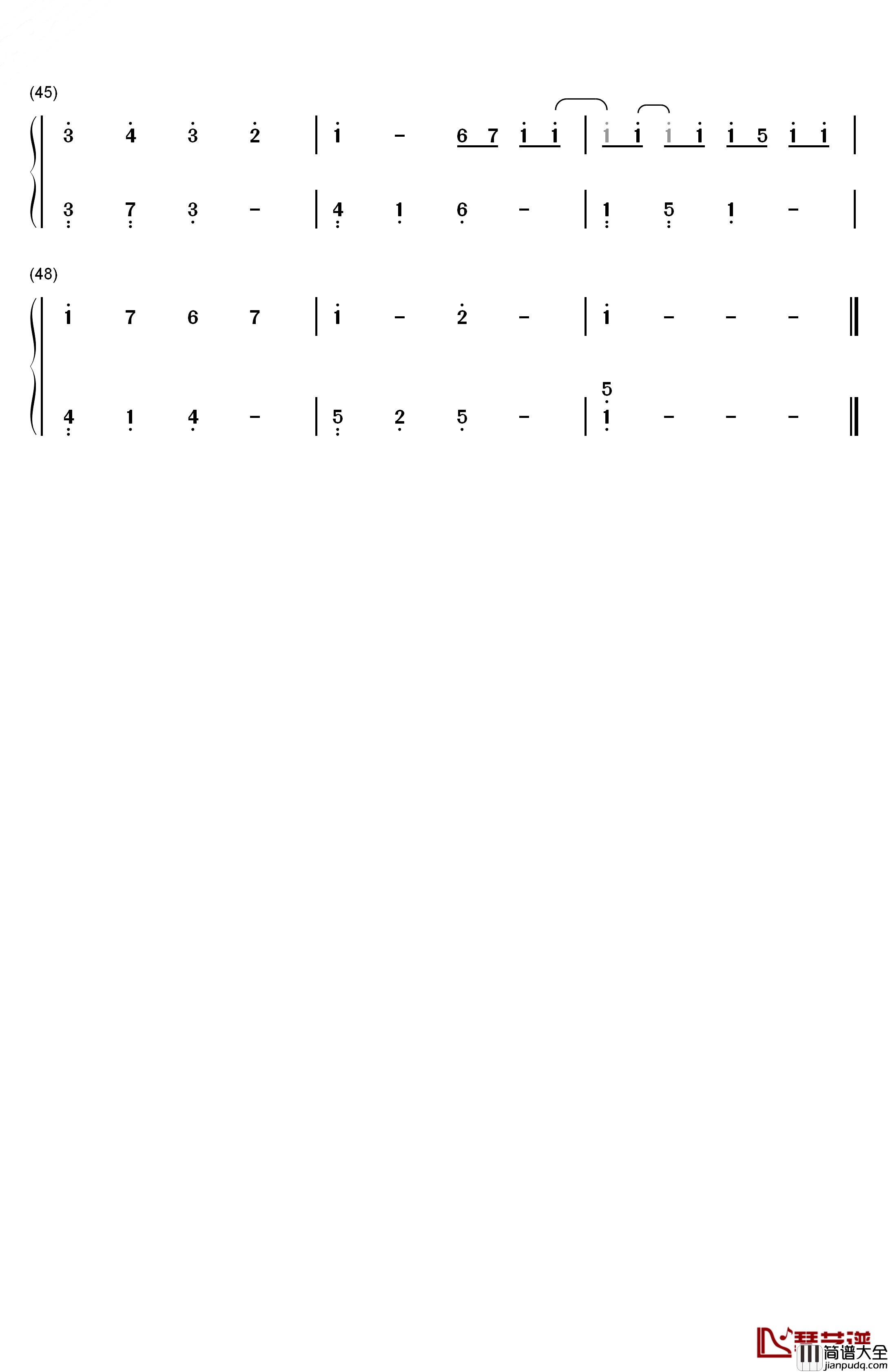卡农G调简单版钢琴简谱_数字双手_Johann_Pachelbel